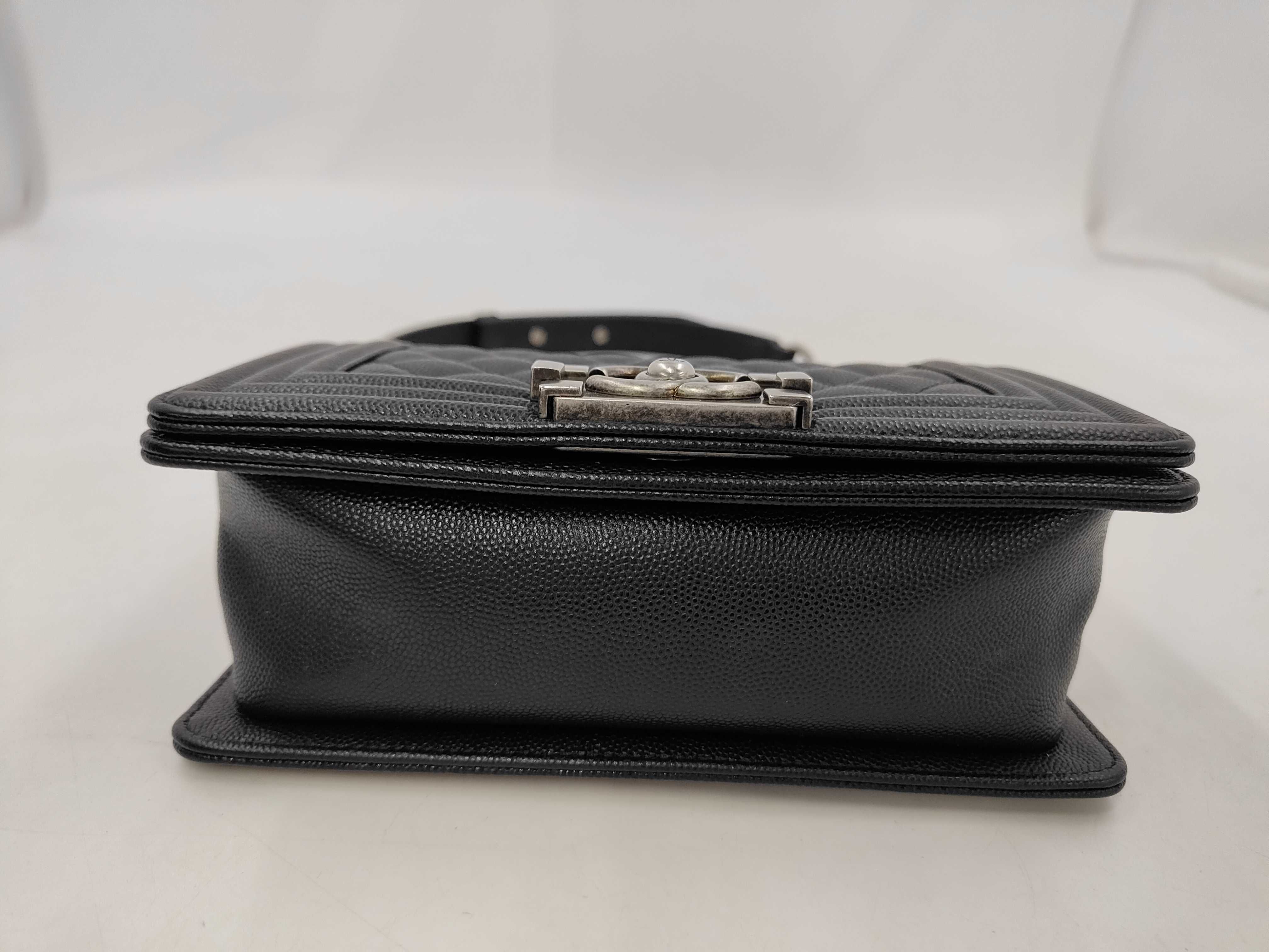 Boy Chanel Chain Shoulder Bag, Black Caviar Leather, Antique Silver Hardware. — view 3