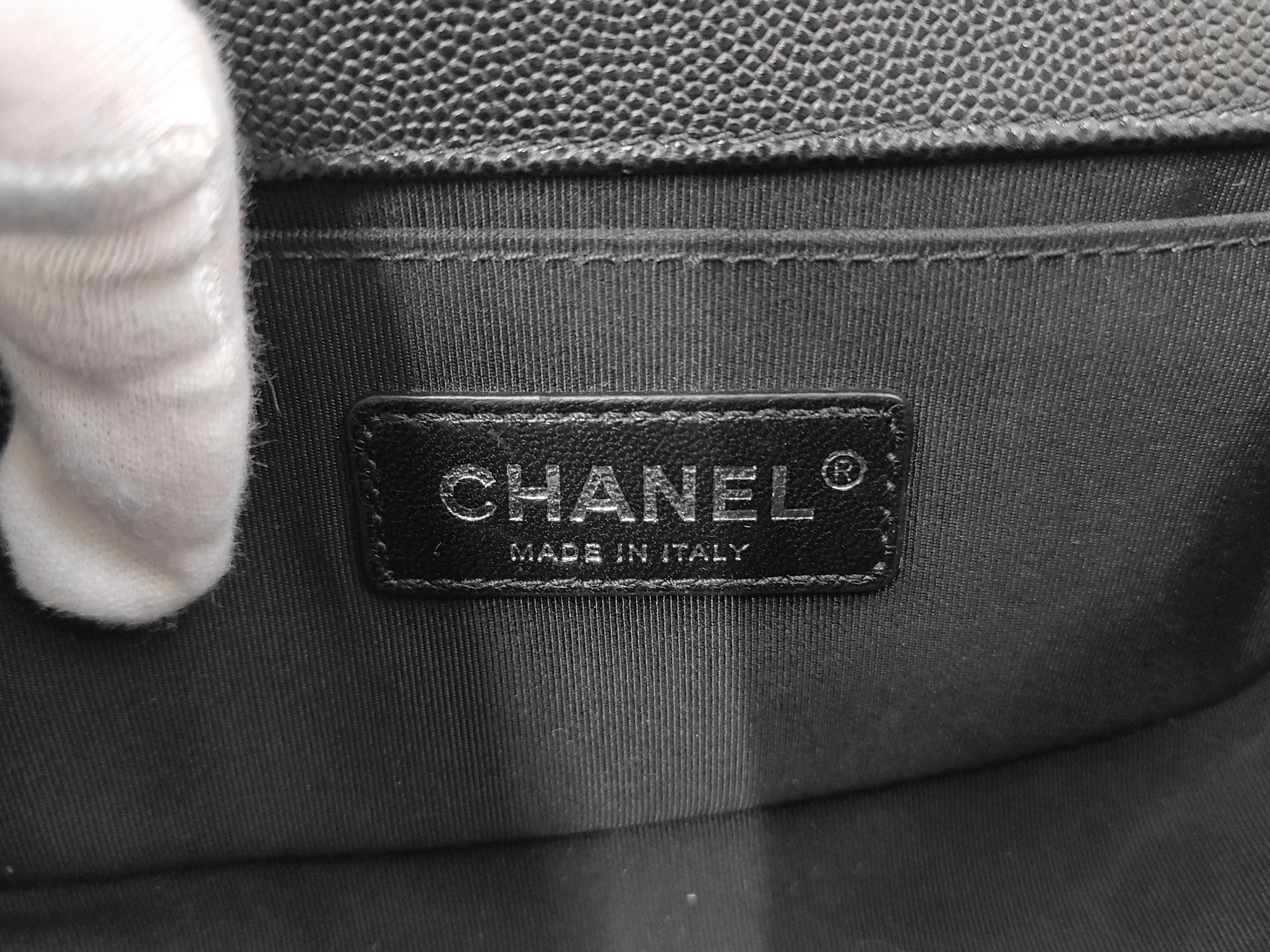 Boy Chanel Chain Shoulder Bag, Black Caviar Leather, Antique Silver Hardware. — view 10