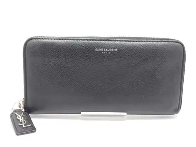 Leather Round Zip Long Wallet