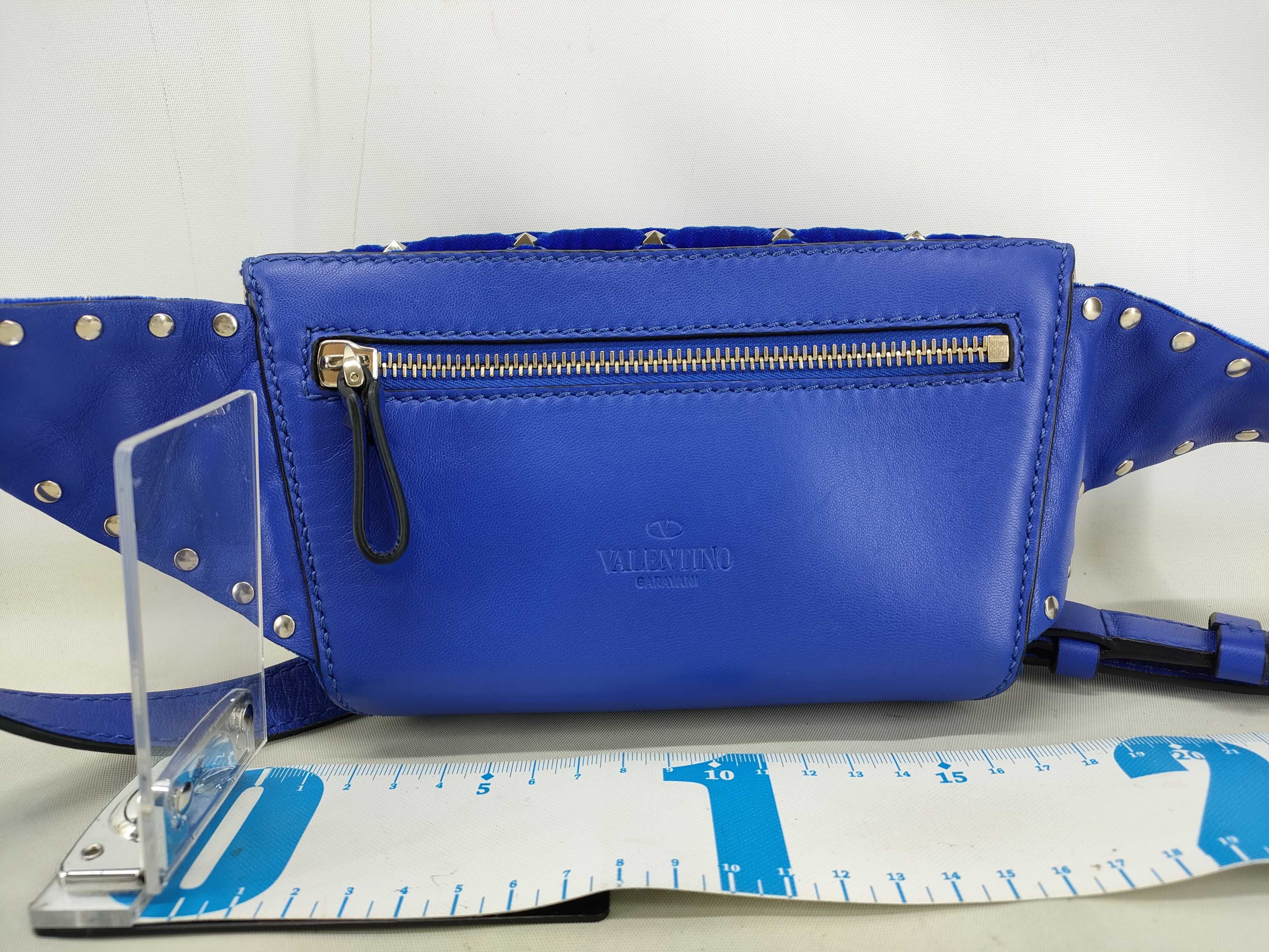 Rockstud Blue Velour Leather Waist Bag (Includes spare studs, dust bag, and booklet) — view 2