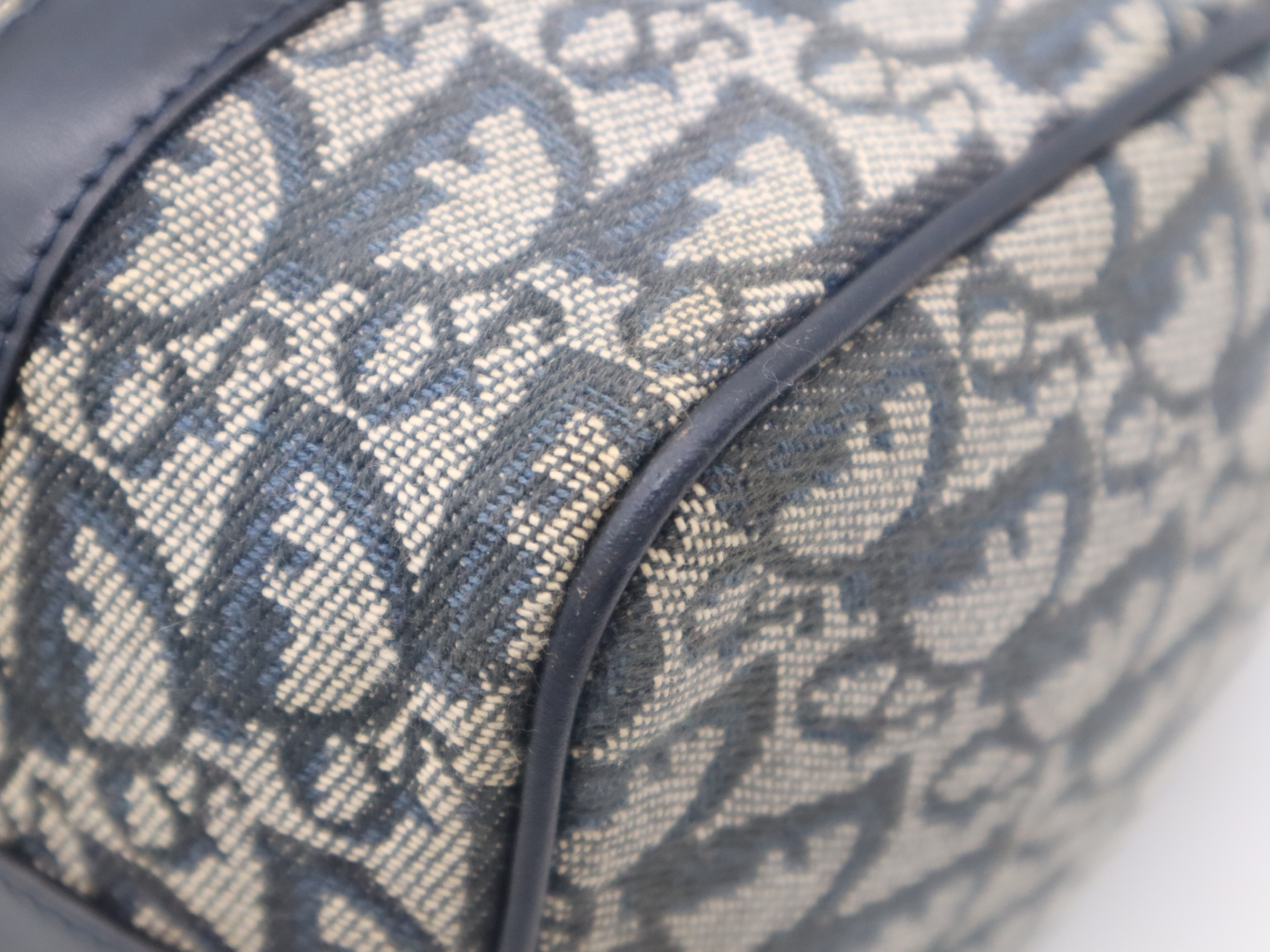 Canvas x Leather Trotter Handbag, Navy, Gold Hardware, with Padlock and Key. — view 11