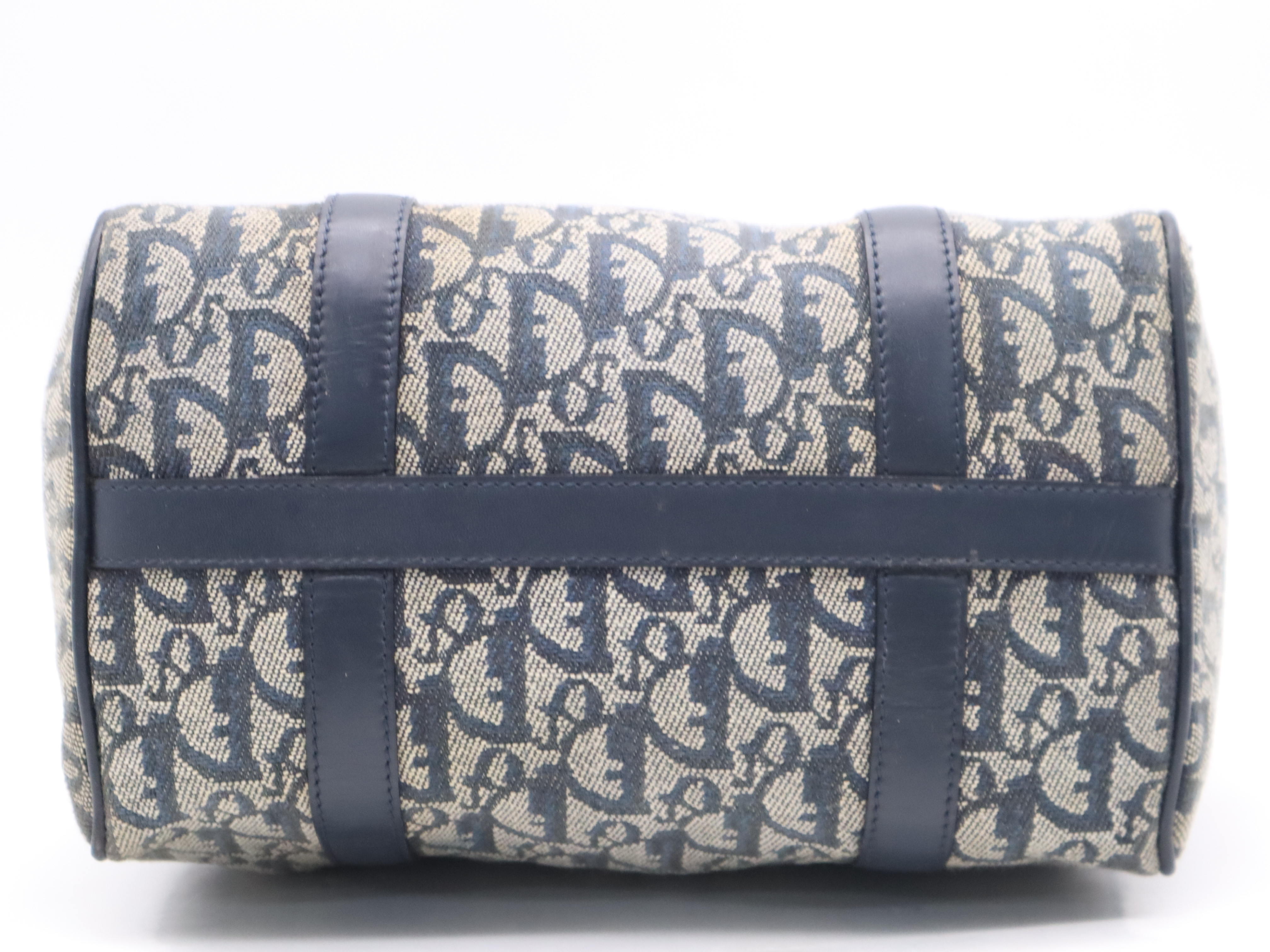 Canvas x Leather Trotter Handbag, Navy, Gold Hardware, with Padlock and Key. — view 4