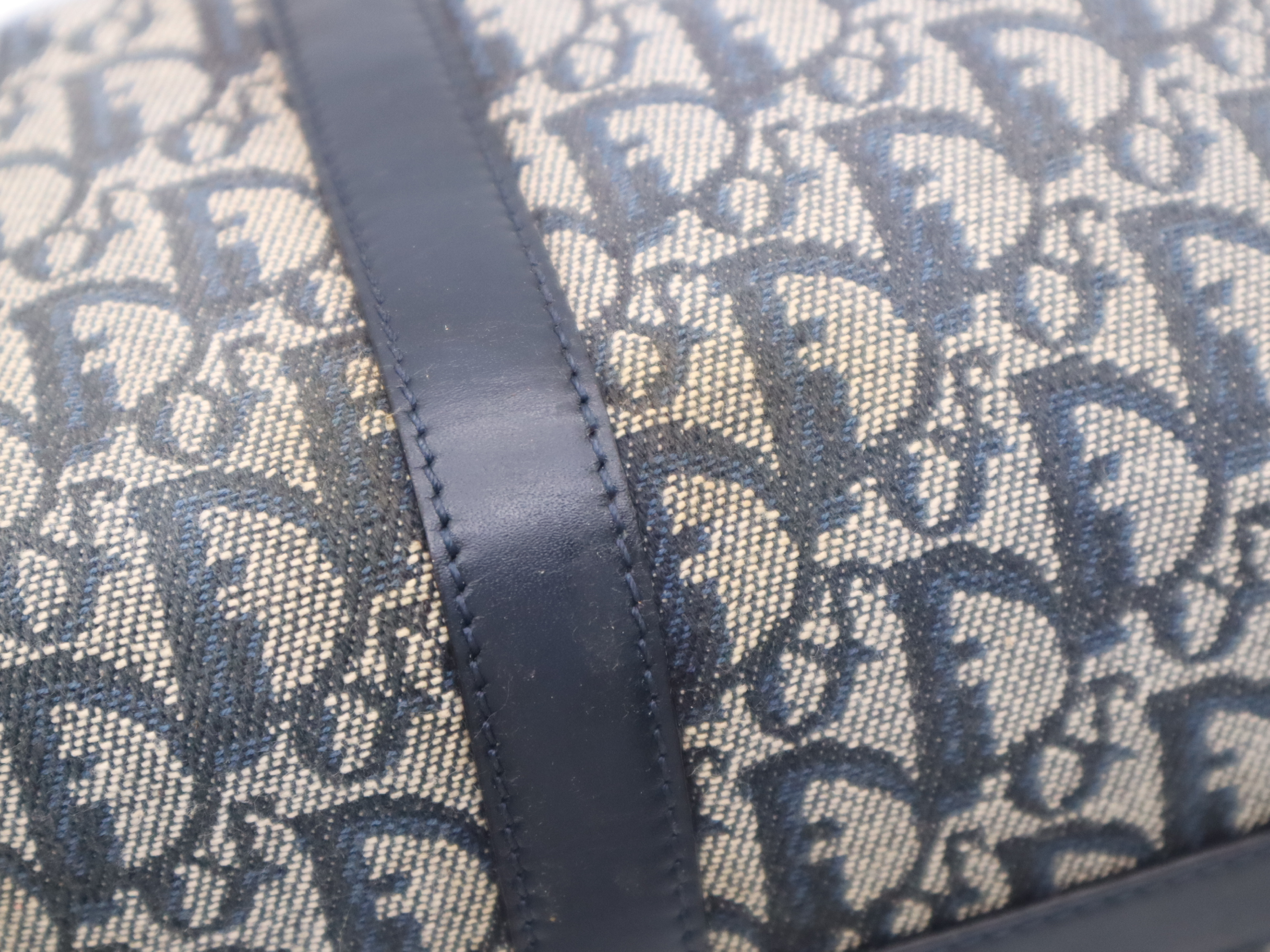 Canvas x Leather Trotter Handbag, Navy, Gold Hardware, with Padlock and Key. — view 10