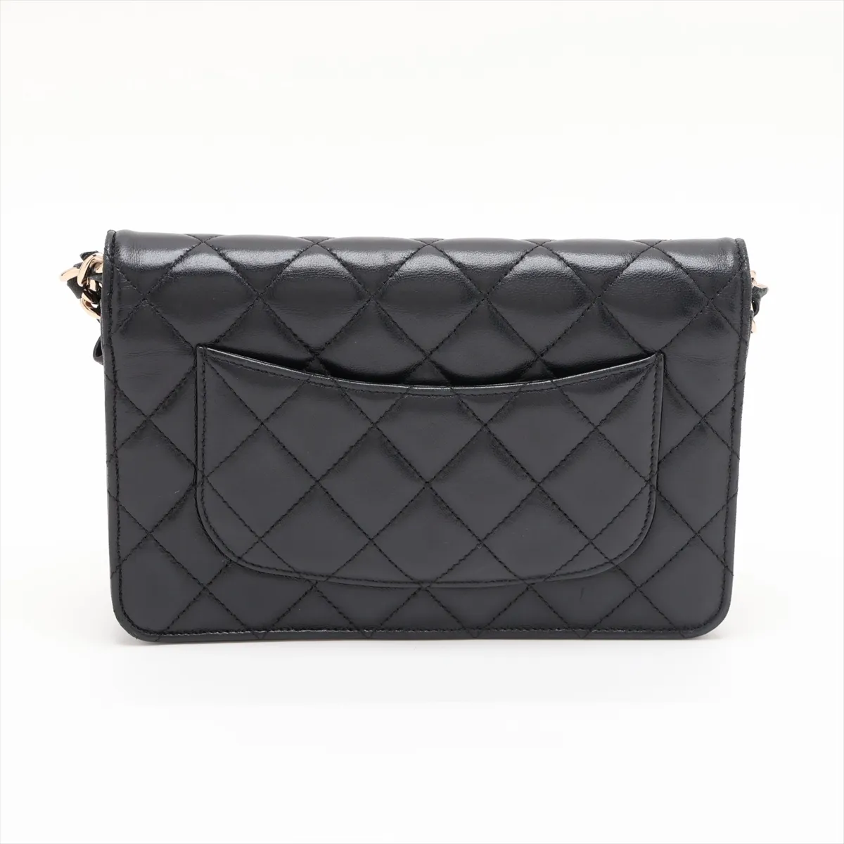 Matelassé Lambskin Chain Wallet, Black with Gold Hardware, 31110767, Serial Number 31 — view 2