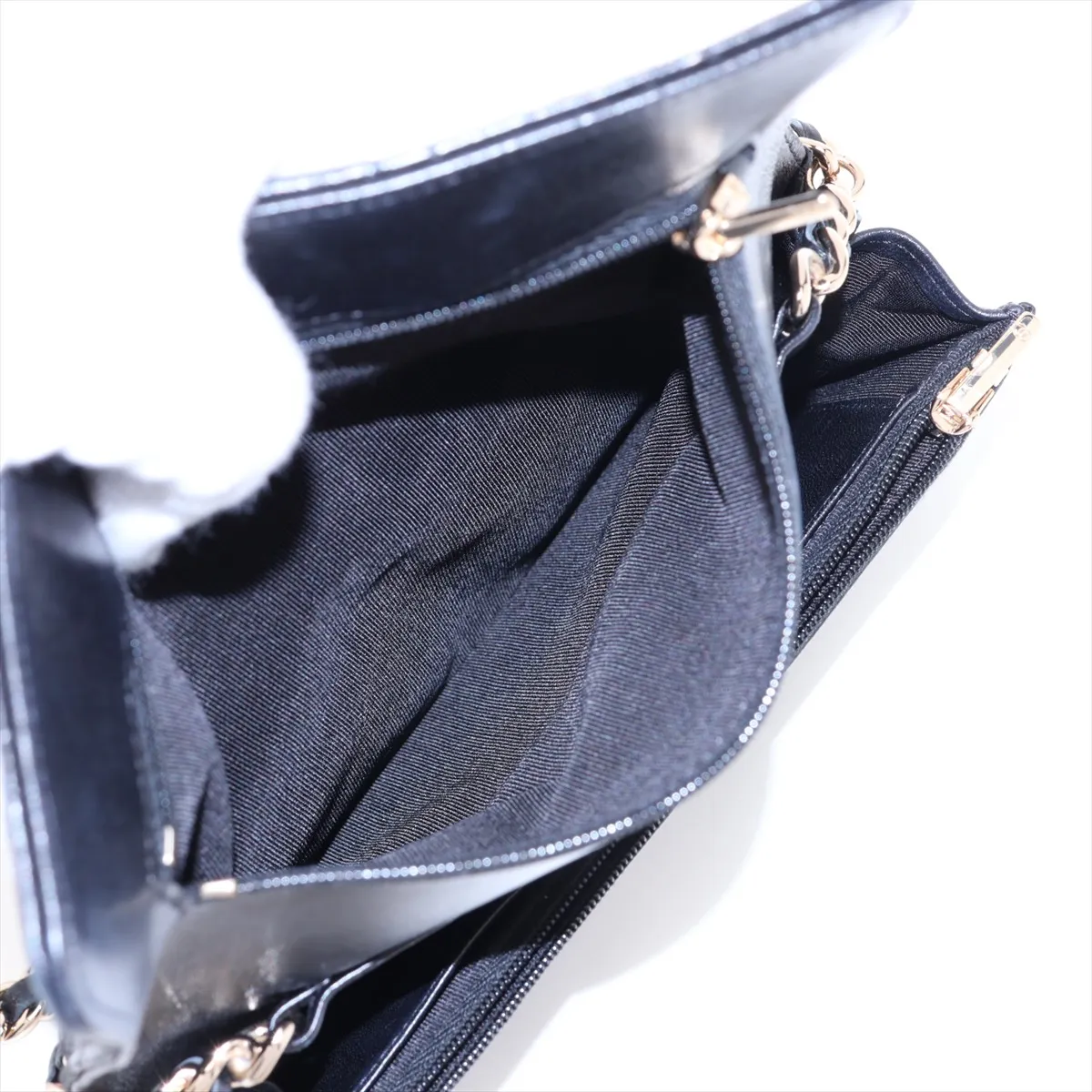 Matelassé Lambskin Chain Wallet, Black with Gold Hardware, 31110767, Serial Number 31 — view 12