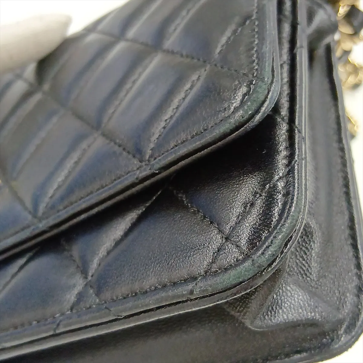 Matelassé Lambskin Chain Wallet, Black with Gold Hardware, 31110767, Serial Number 31 — view 15