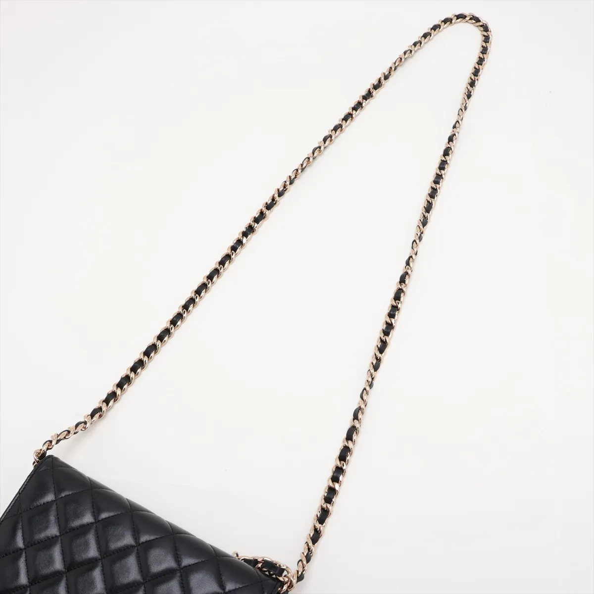 Matelassé Lambskin Chain Wallet, Black with Gold Hardware, 31110767, Serial Number 31 — view 7