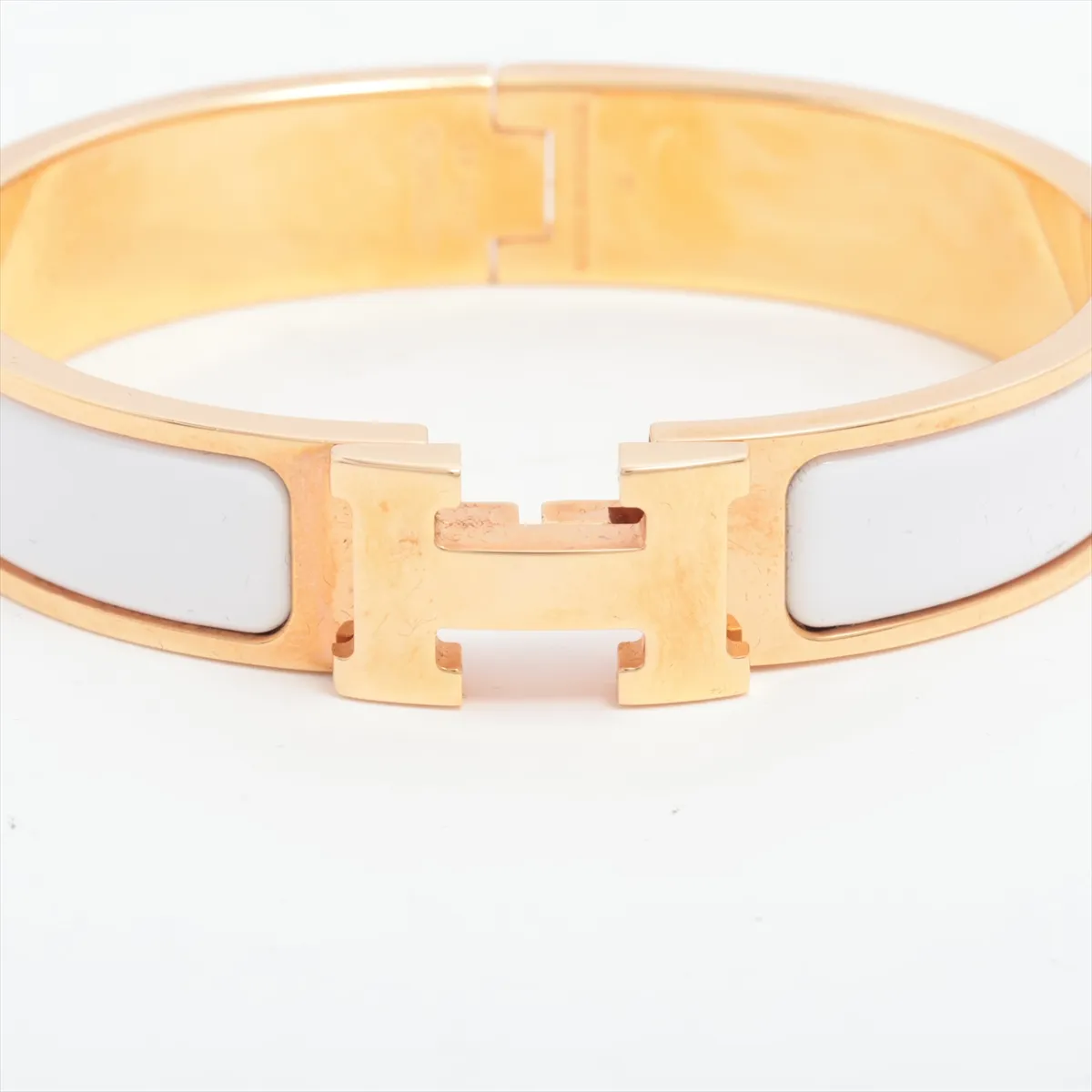 Click H Fan FI0149 Bangle GP x Enamel Gold x White — view 3