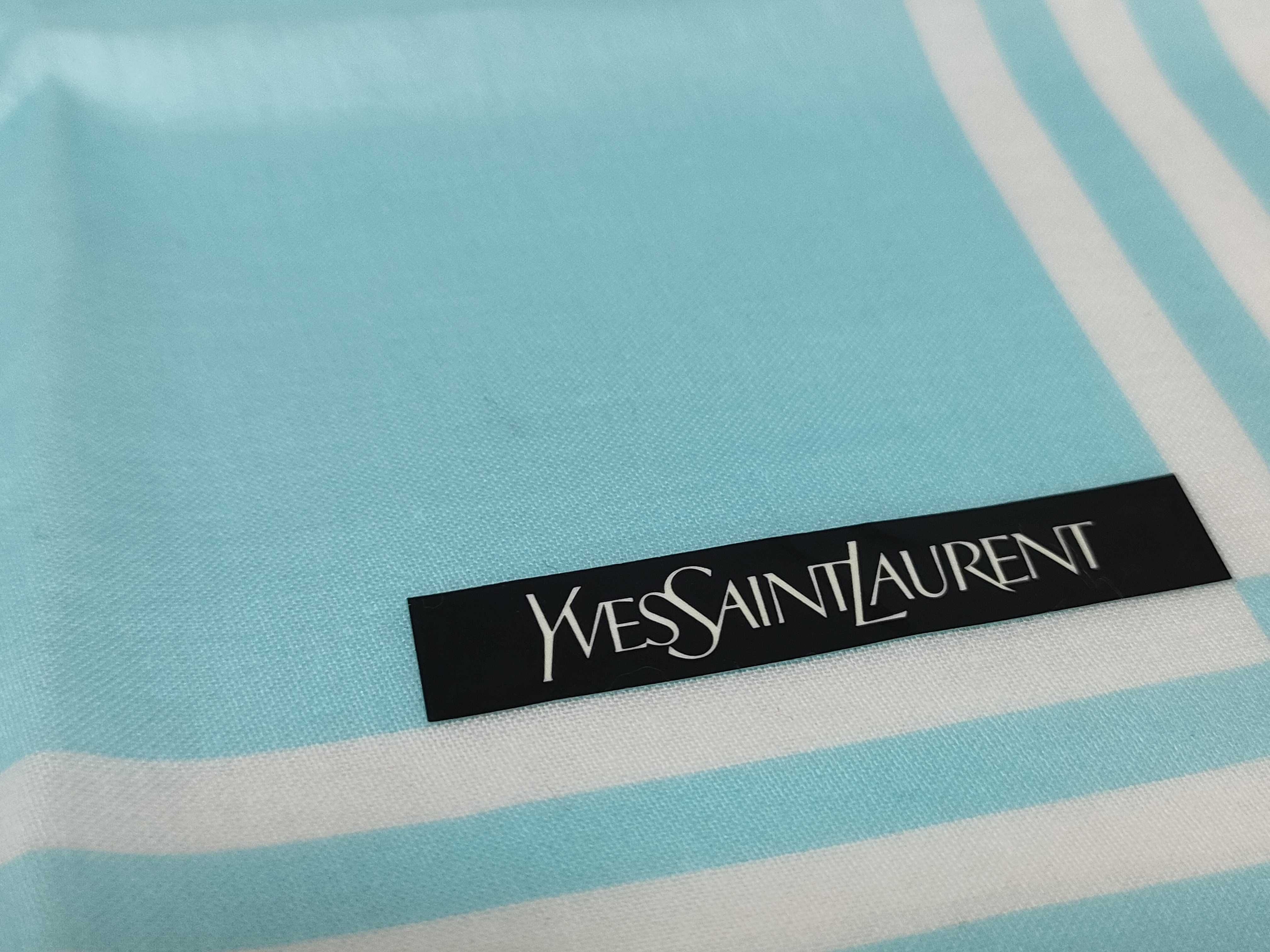 Handkerchief Scarf with Sticker YSL Big Logo Blue Other Accessories — view 3