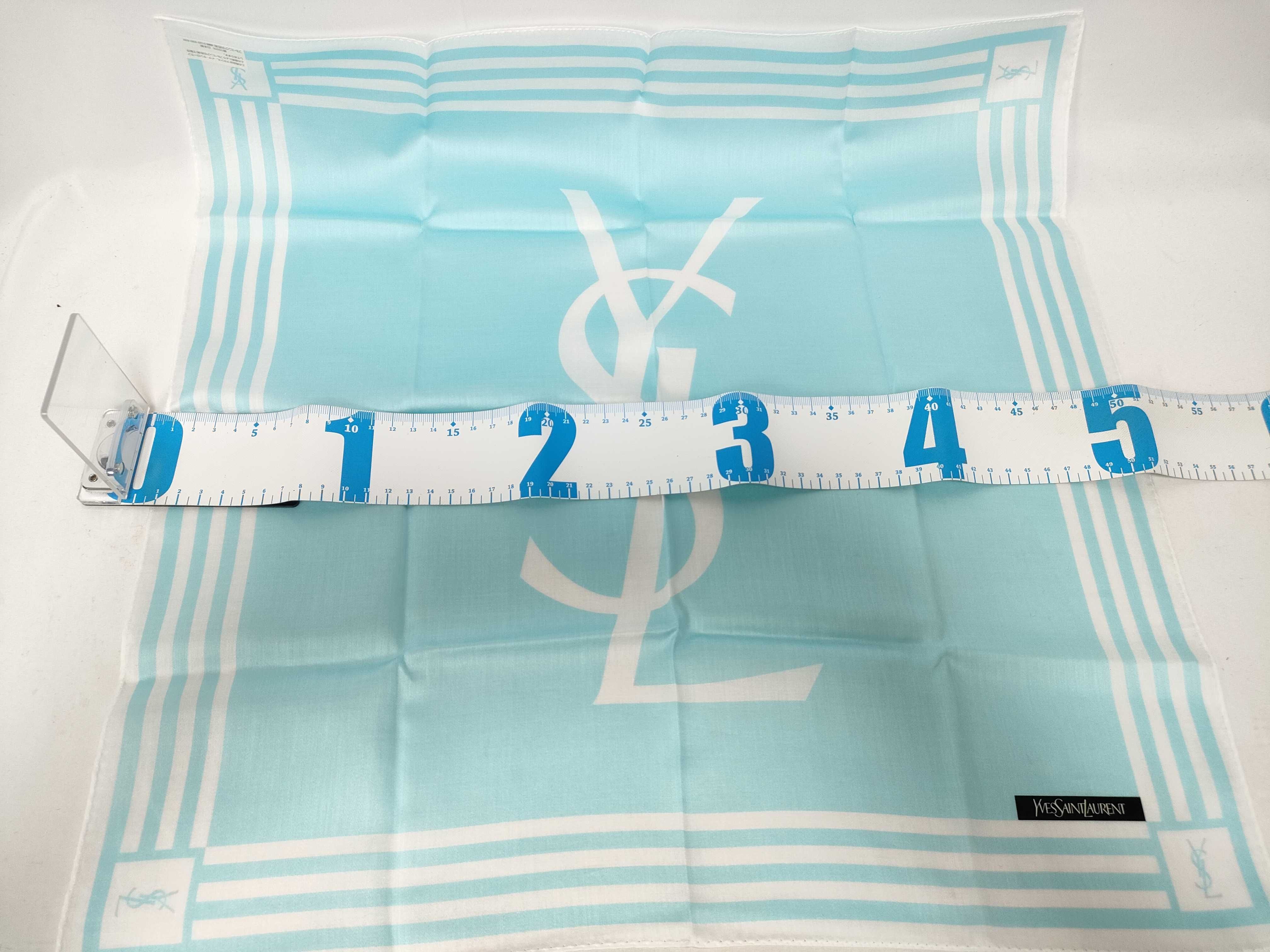 Handkerchief Scarf with Sticker YSL Big Logo Blue Other Accessories — view 4