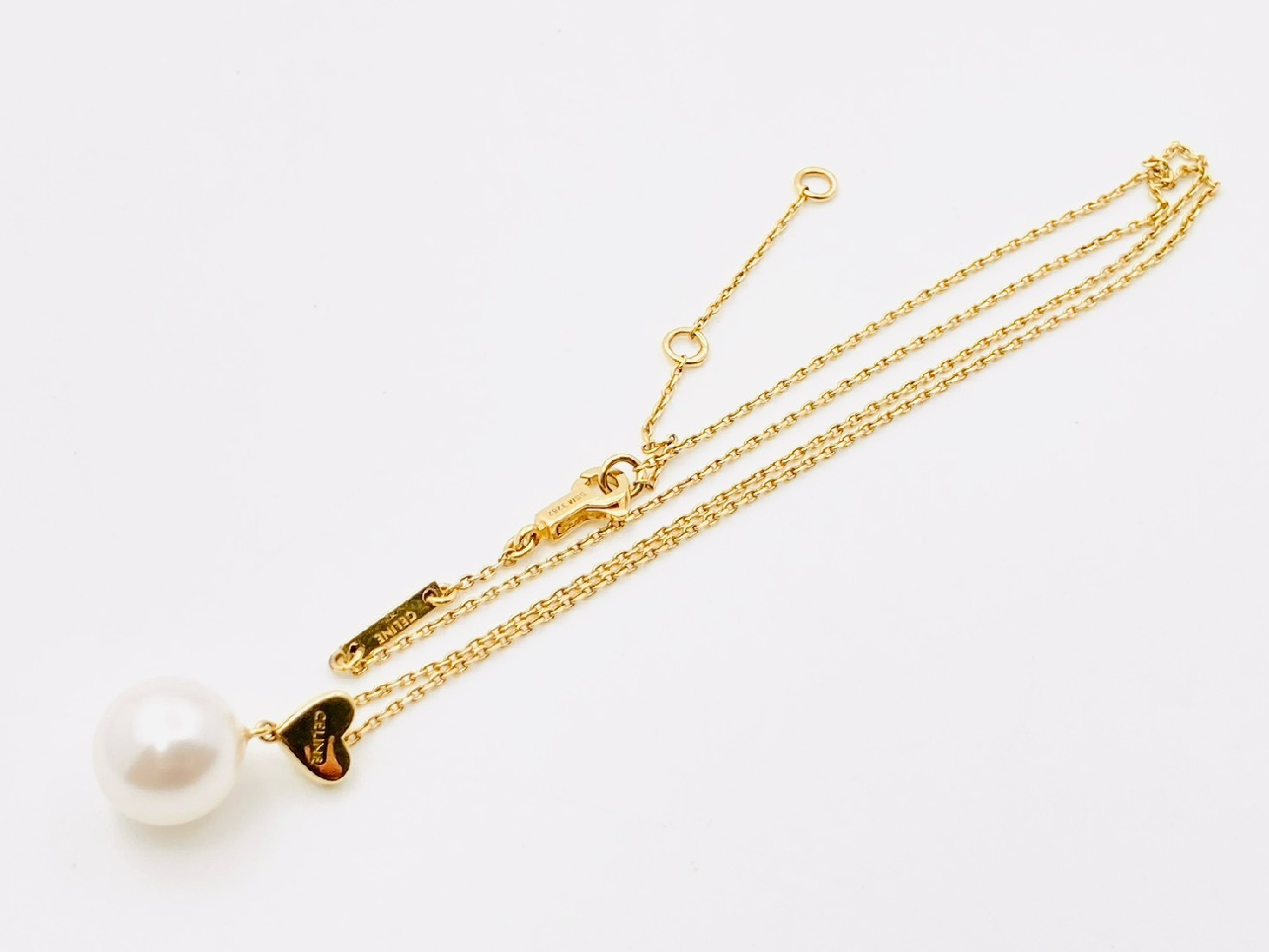 Coeur Logo Heart Faux Pearl Necklace Gold Necklace — view 3