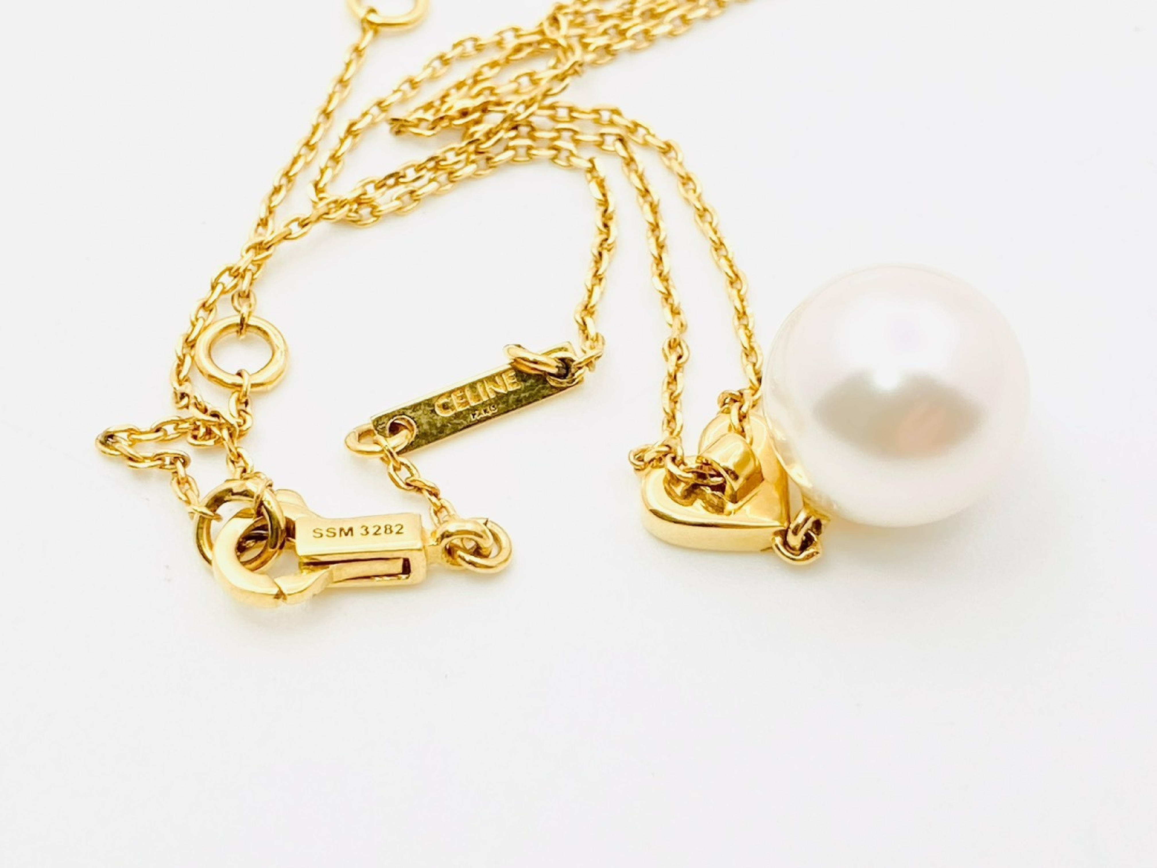 Coeur Logo Heart Faux Pearl Necklace Gold Necklace — view 4