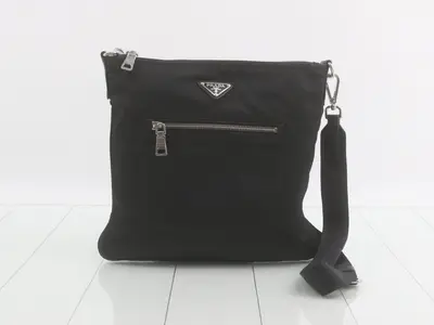 Shoulder bag, black nylon