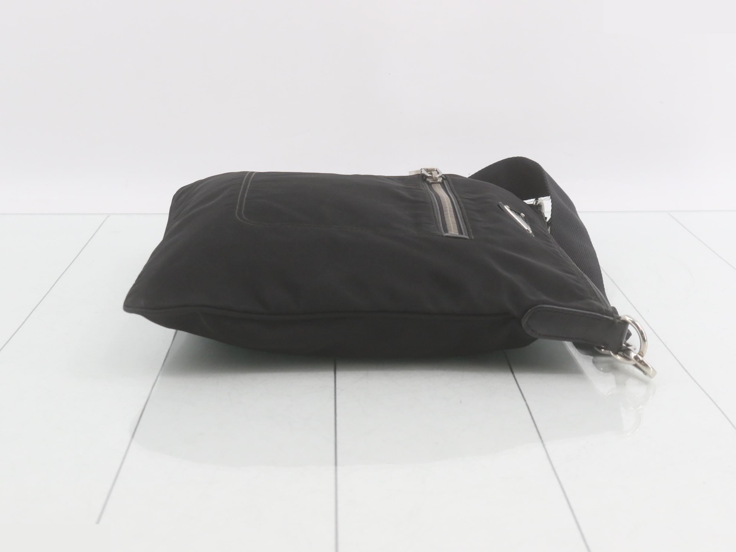 Shoulder bag, black nylon — view 3
