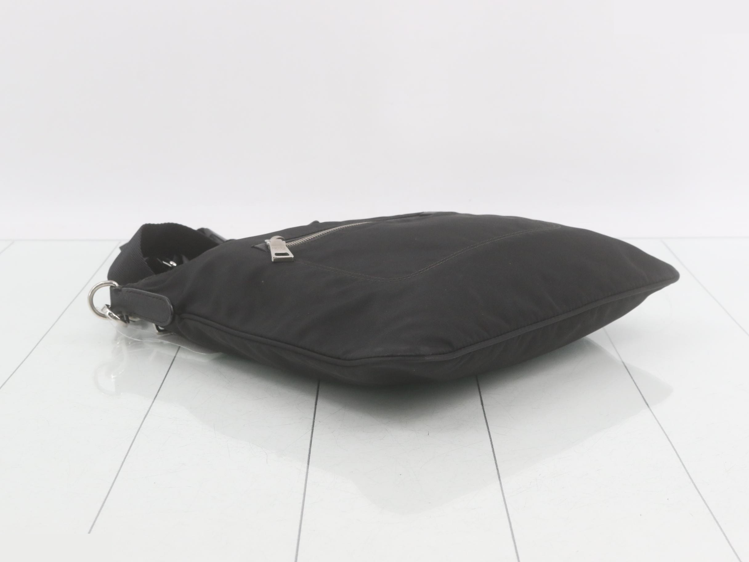 Shoulder bag, black nylon — view 5