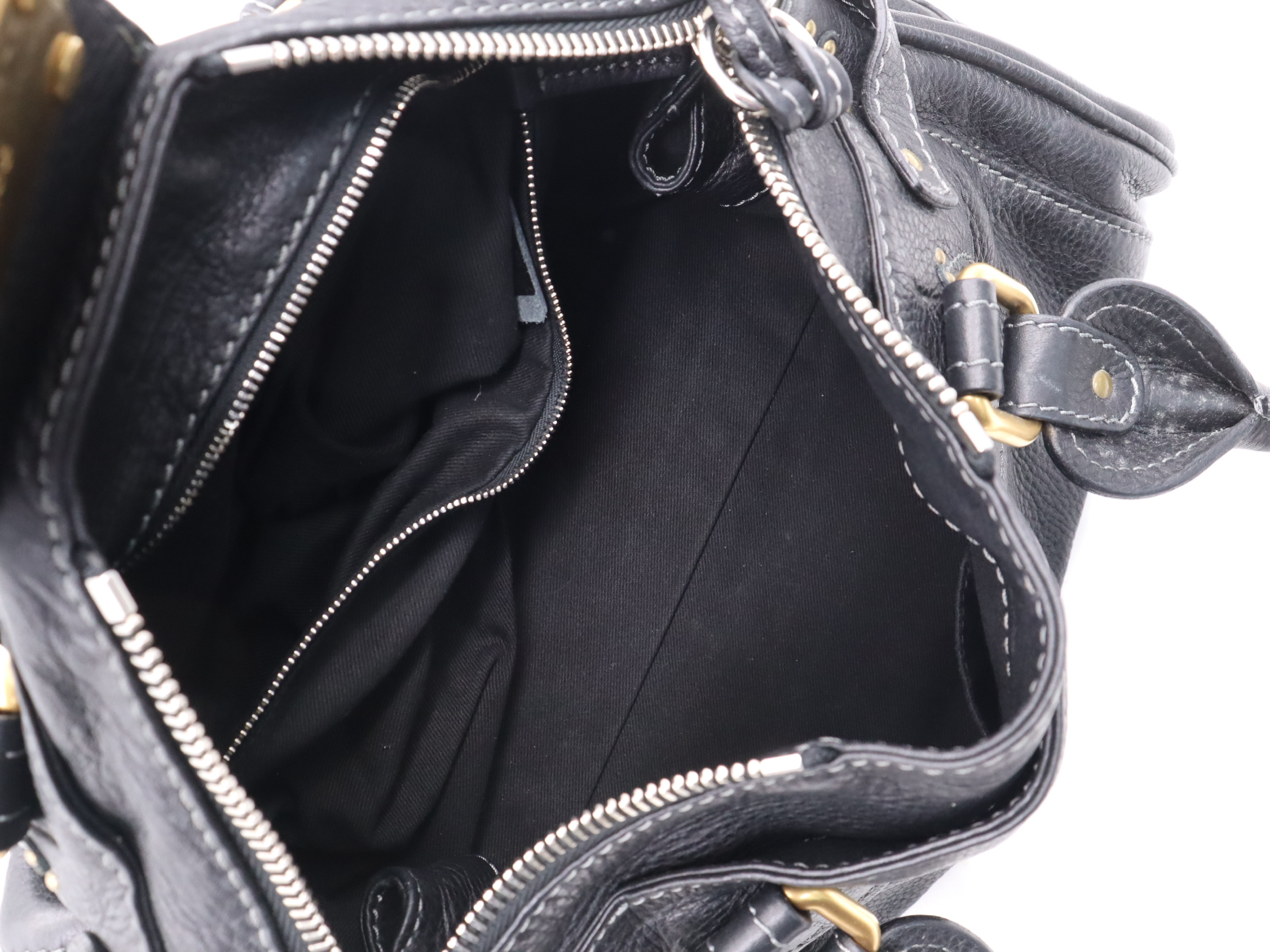 Leather Paddington Handbag with Leather Padlock, Key, and Dust Bag - Black Handbag — view 12