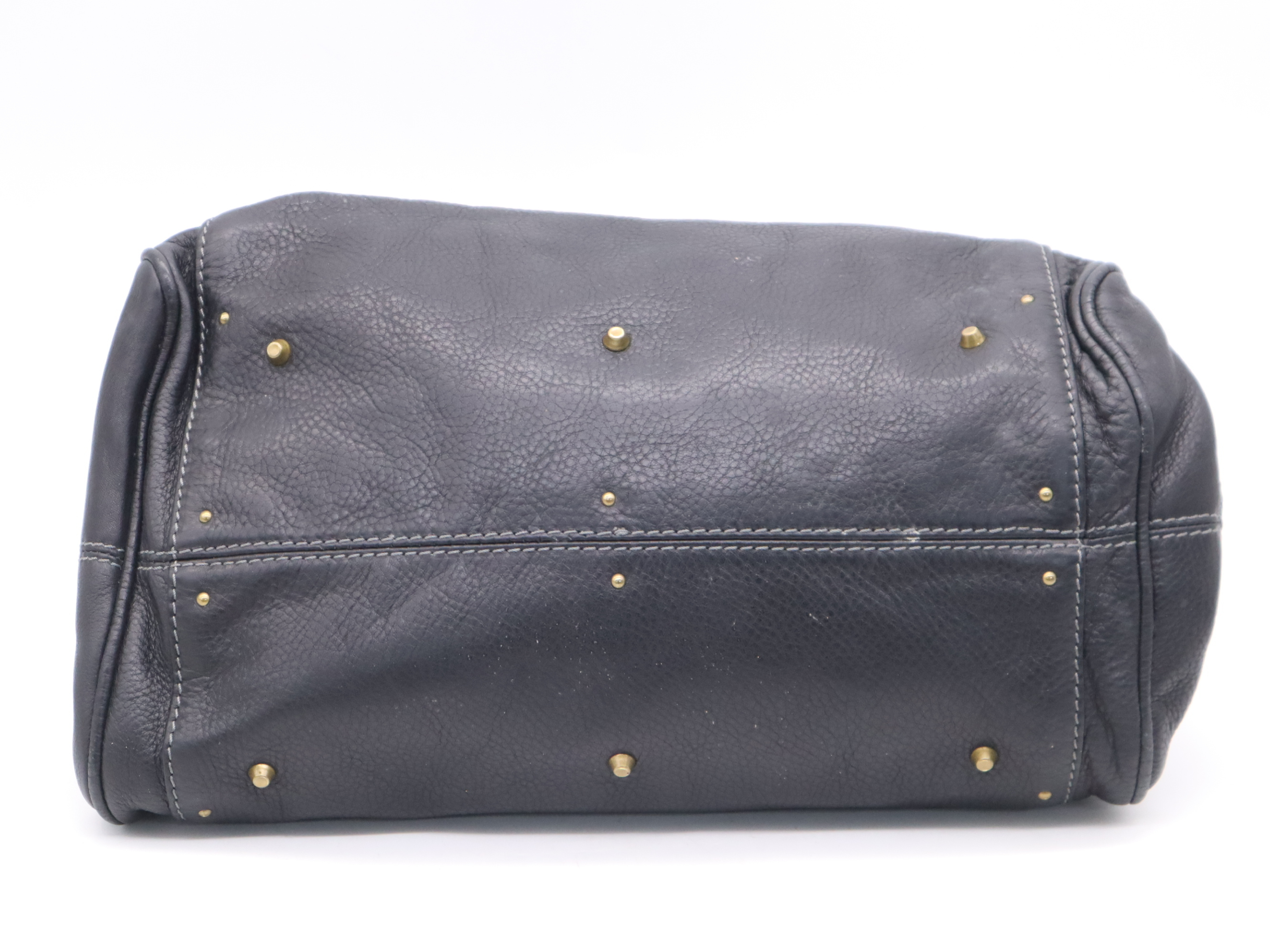 Leather Paddington Handbag with Leather Padlock, Key, and Dust Bag - Black Handbag — view 4