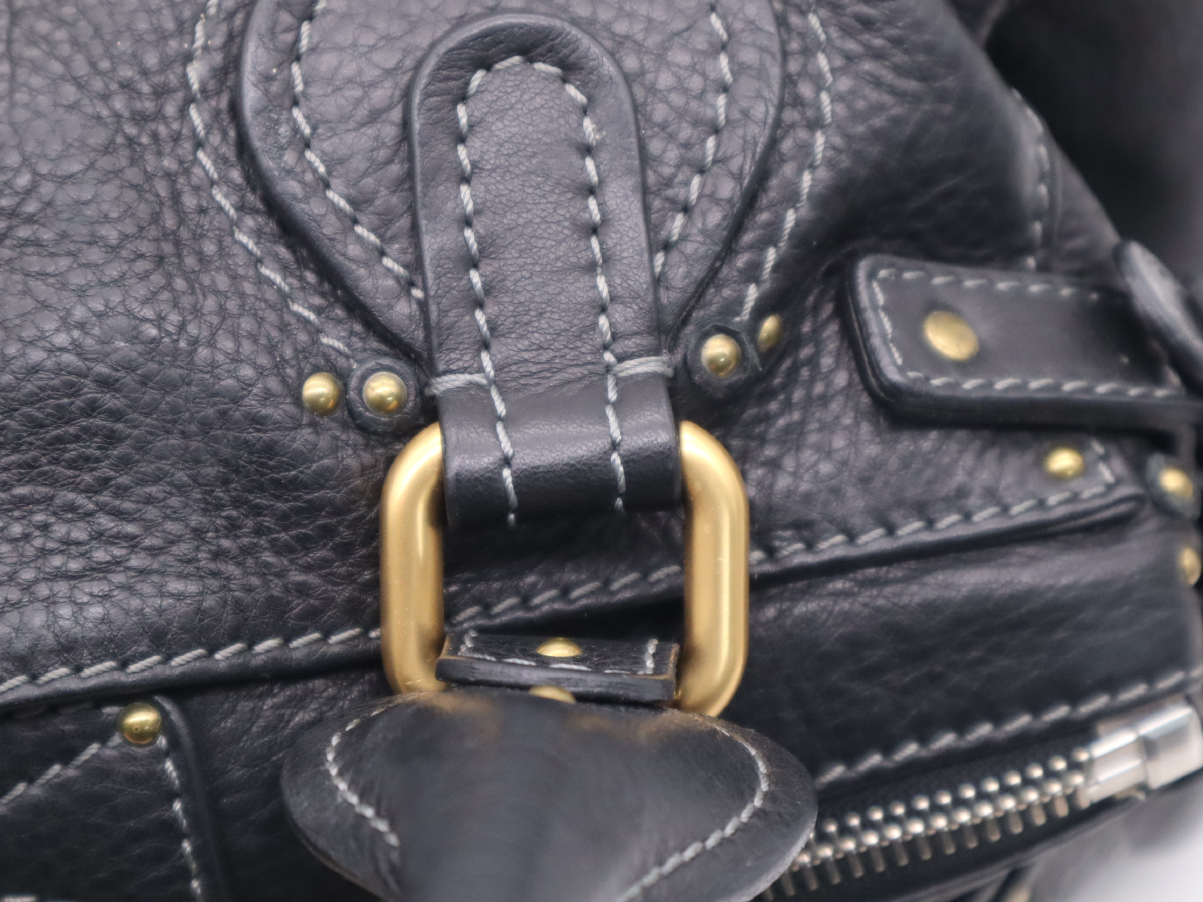 Leather Paddington Handbag with Leather Padlock, Key, and Dust Bag - Black Handbag — view 8