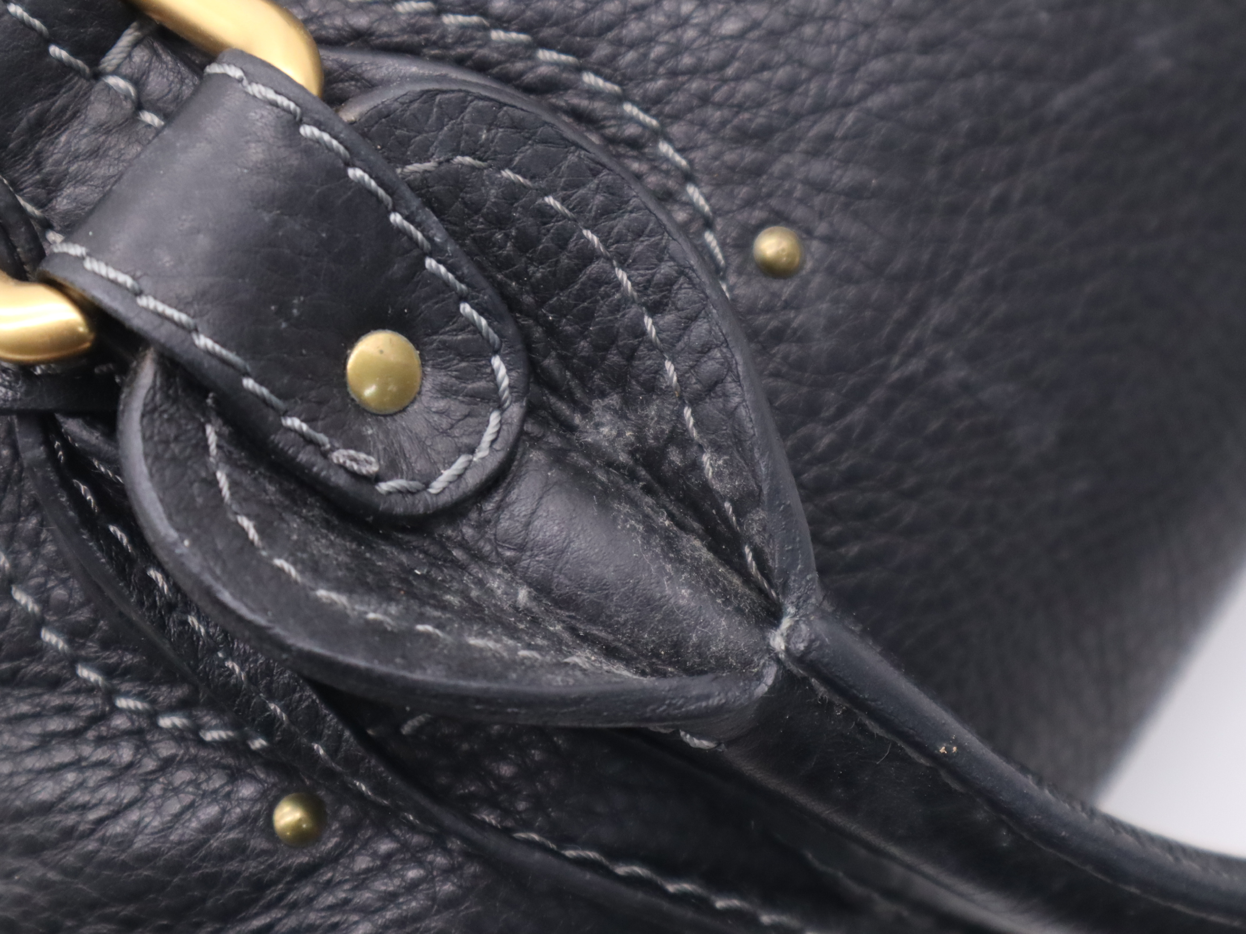Leather Paddington Handbag with Leather Padlock, Key, and Dust Bag - Black Handbag — view 9