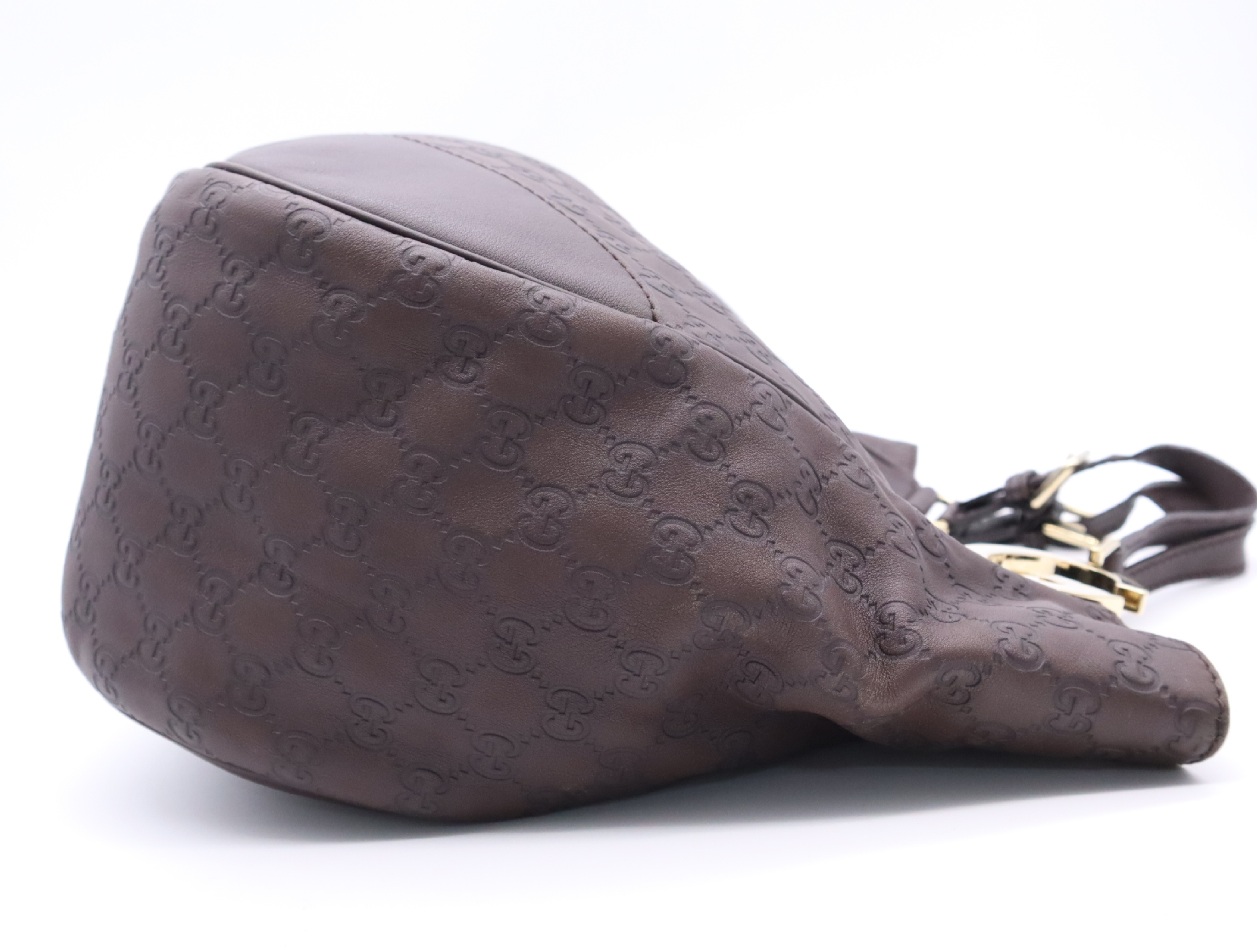 203504 Leather Interlocking Shoulder Bag Brown Gold Hardware Shoulder Bag — view 5