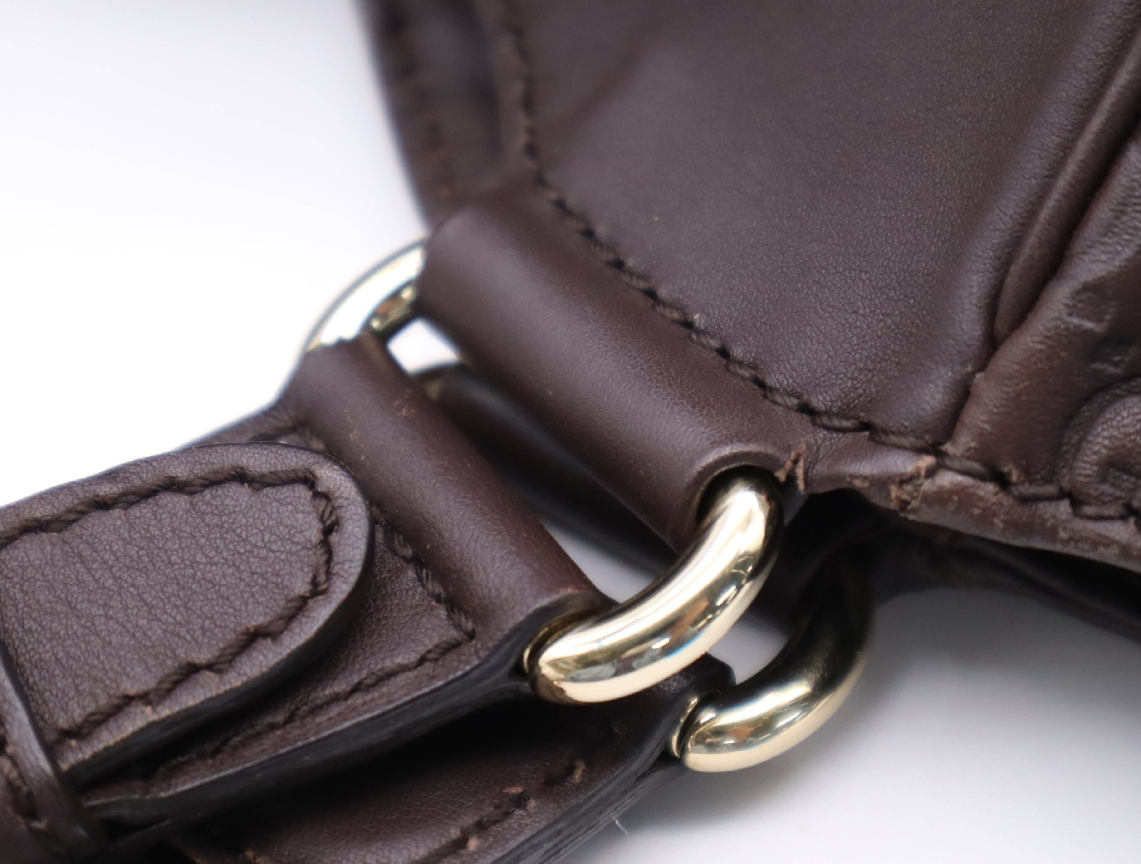 203504 Leather Interlocking Shoulder Bag Brown Gold Hardware Shoulder Bag — view 10