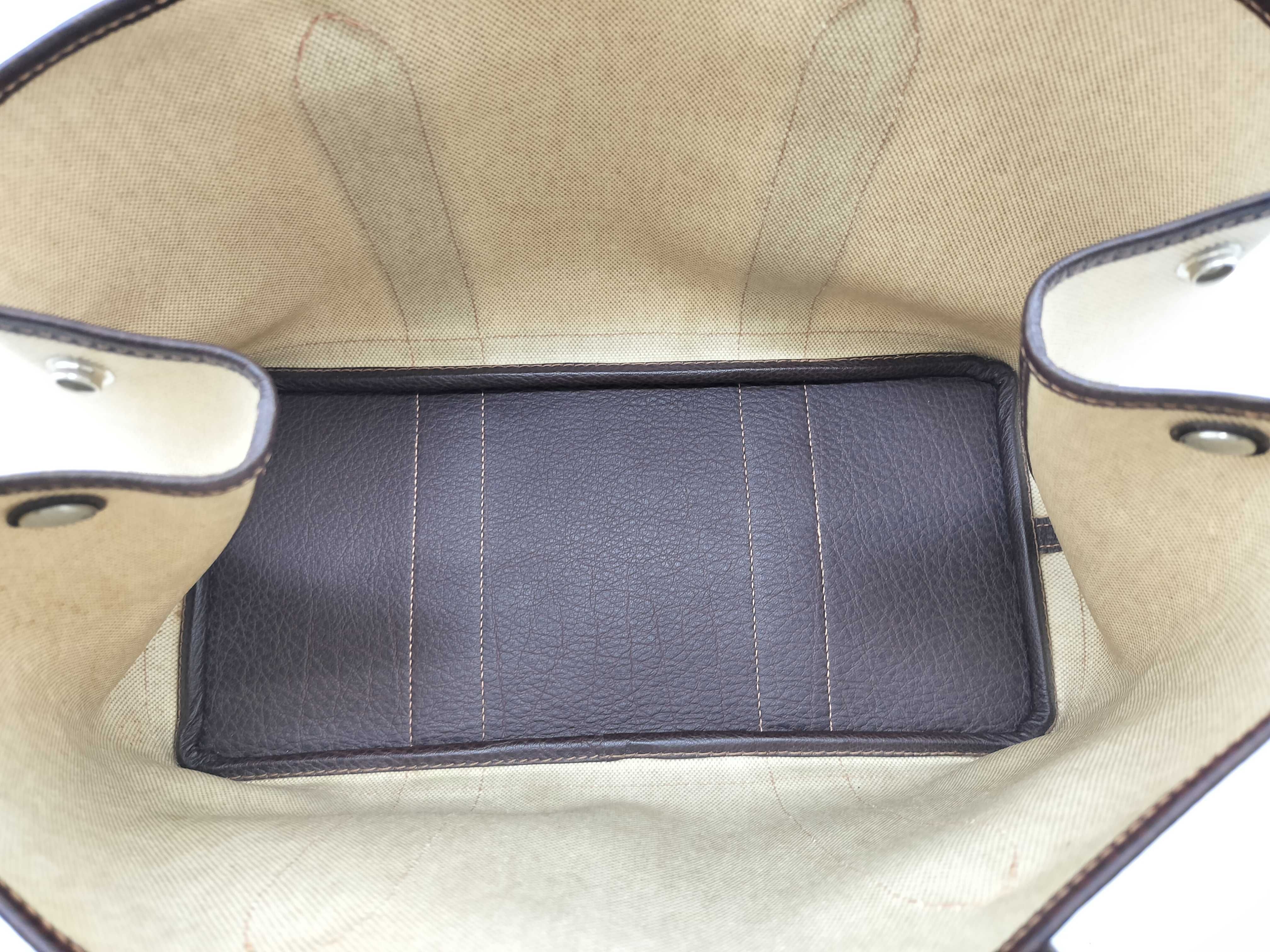 Garden Party PM Toile Leather Brown F Stamp Tote Bag — view 10