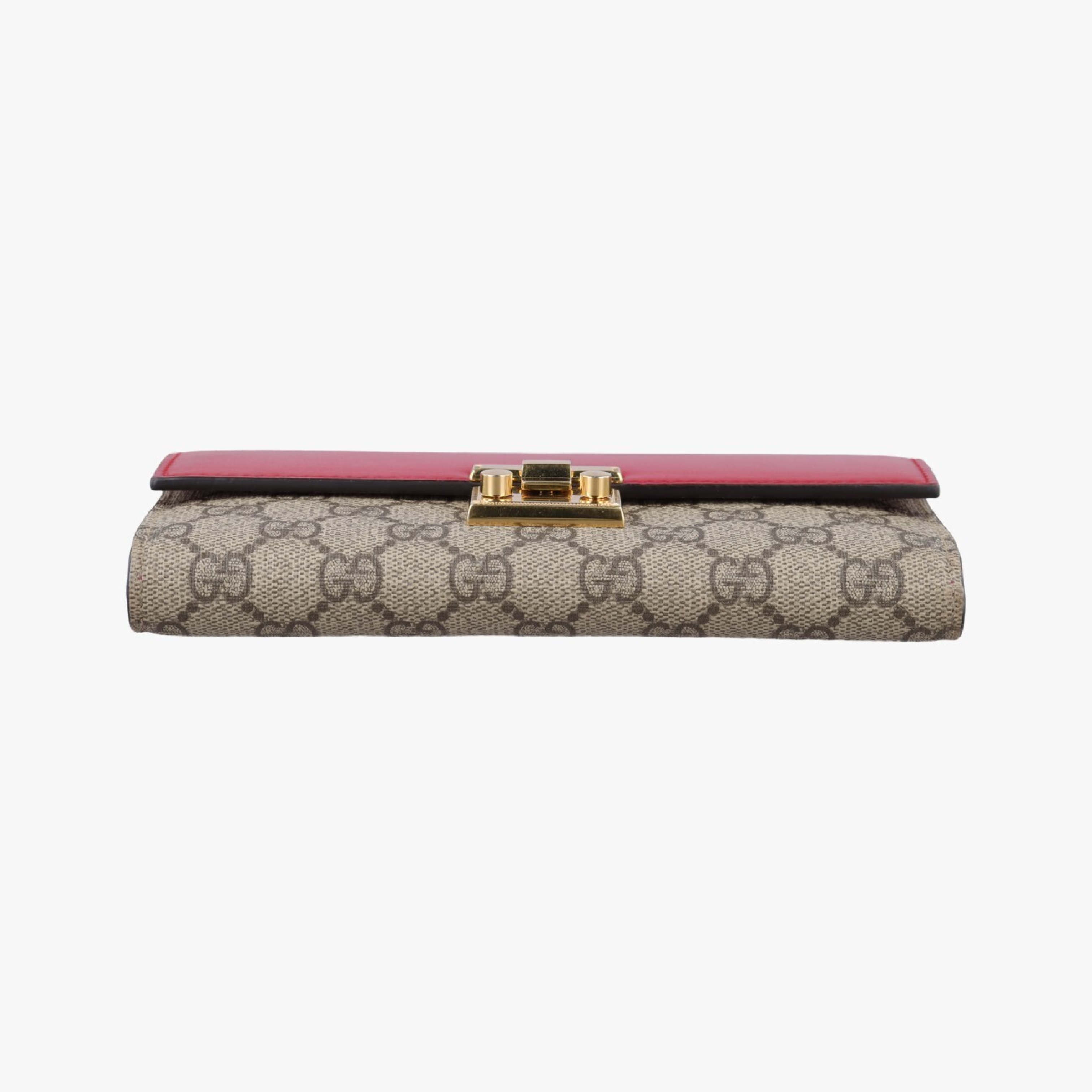 Padlock Chain Handbag, Beige x Red x Multi, PVC Coated Canvas x Leather, 453506 — view 3