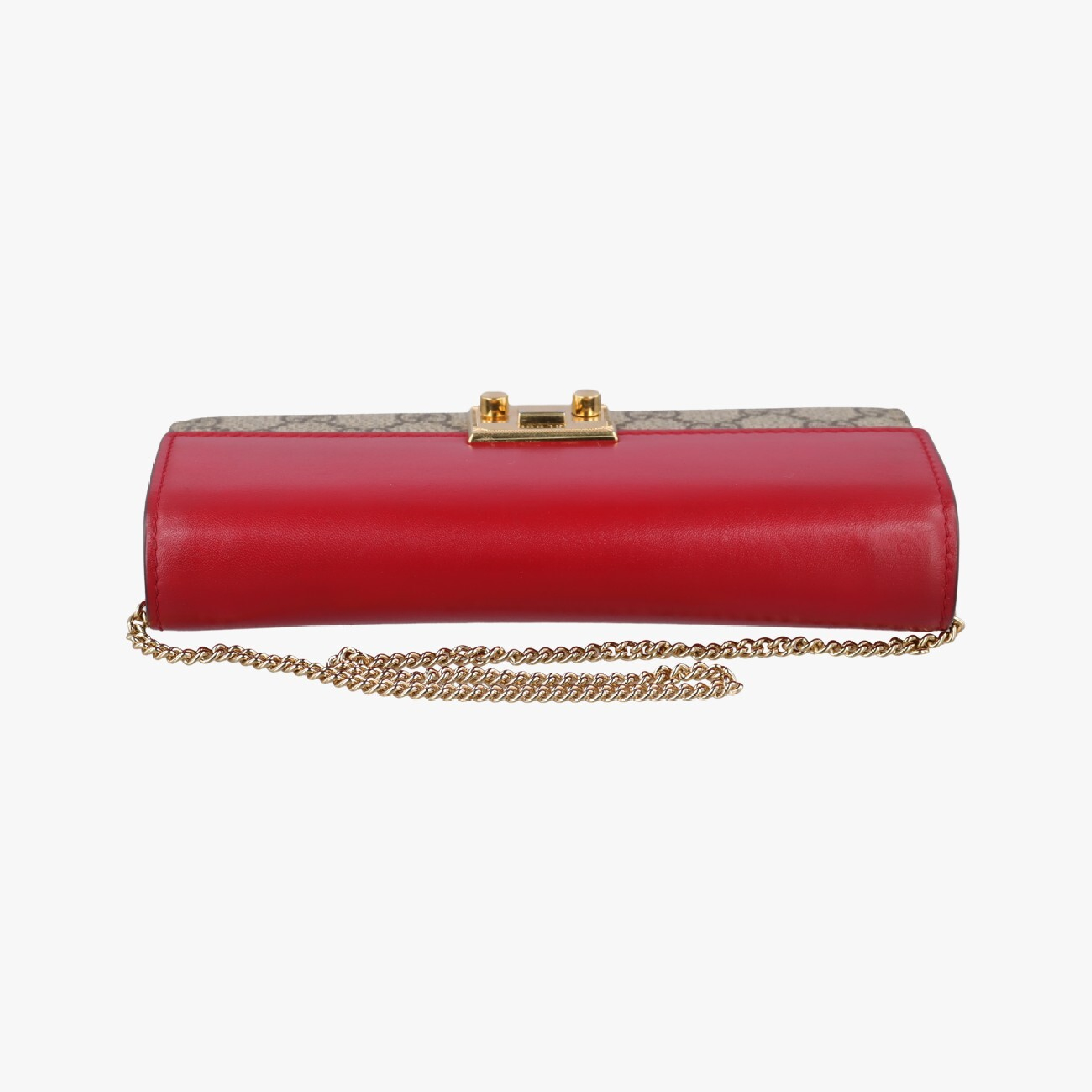 Padlock Chain Handbag, Beige x Red x Multi, PVC Coated Canvas x Leather, 453506 — view 5