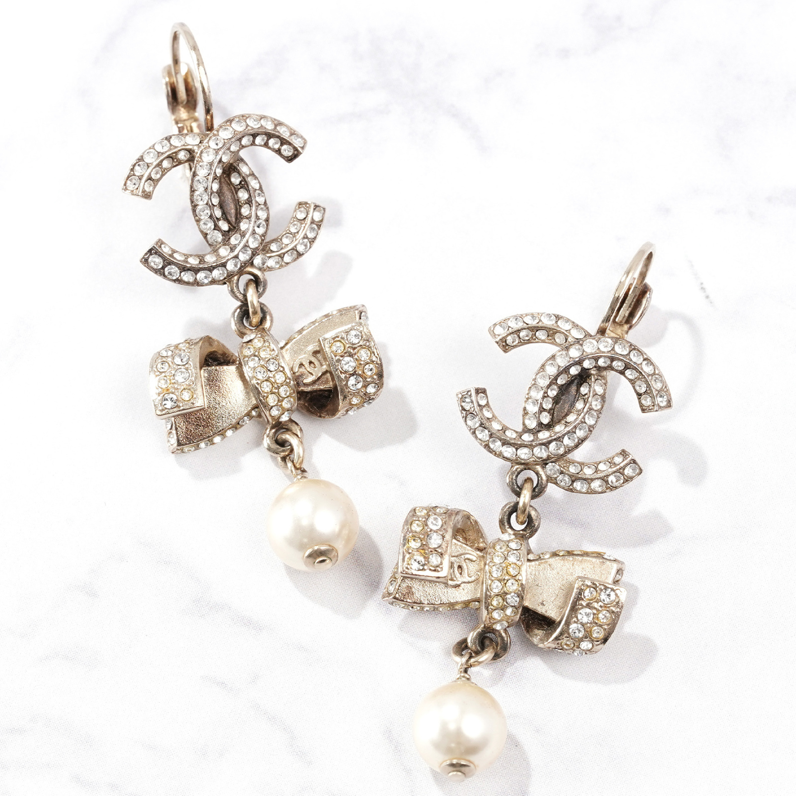 Coco Mark Rhinestone Ribbon Earrings — view 2