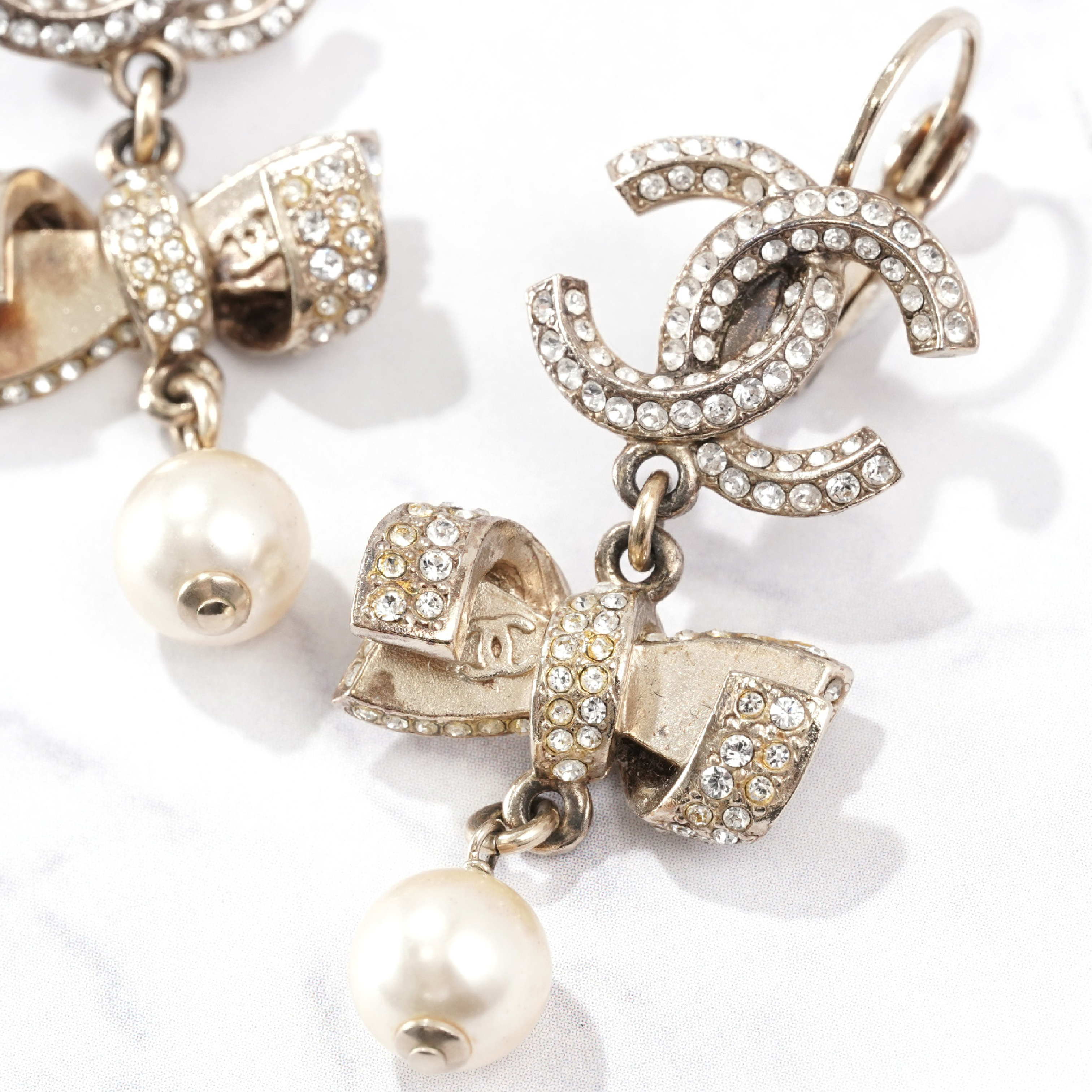 Coco Mark Rhinestone Ribbon Earrings — view 4