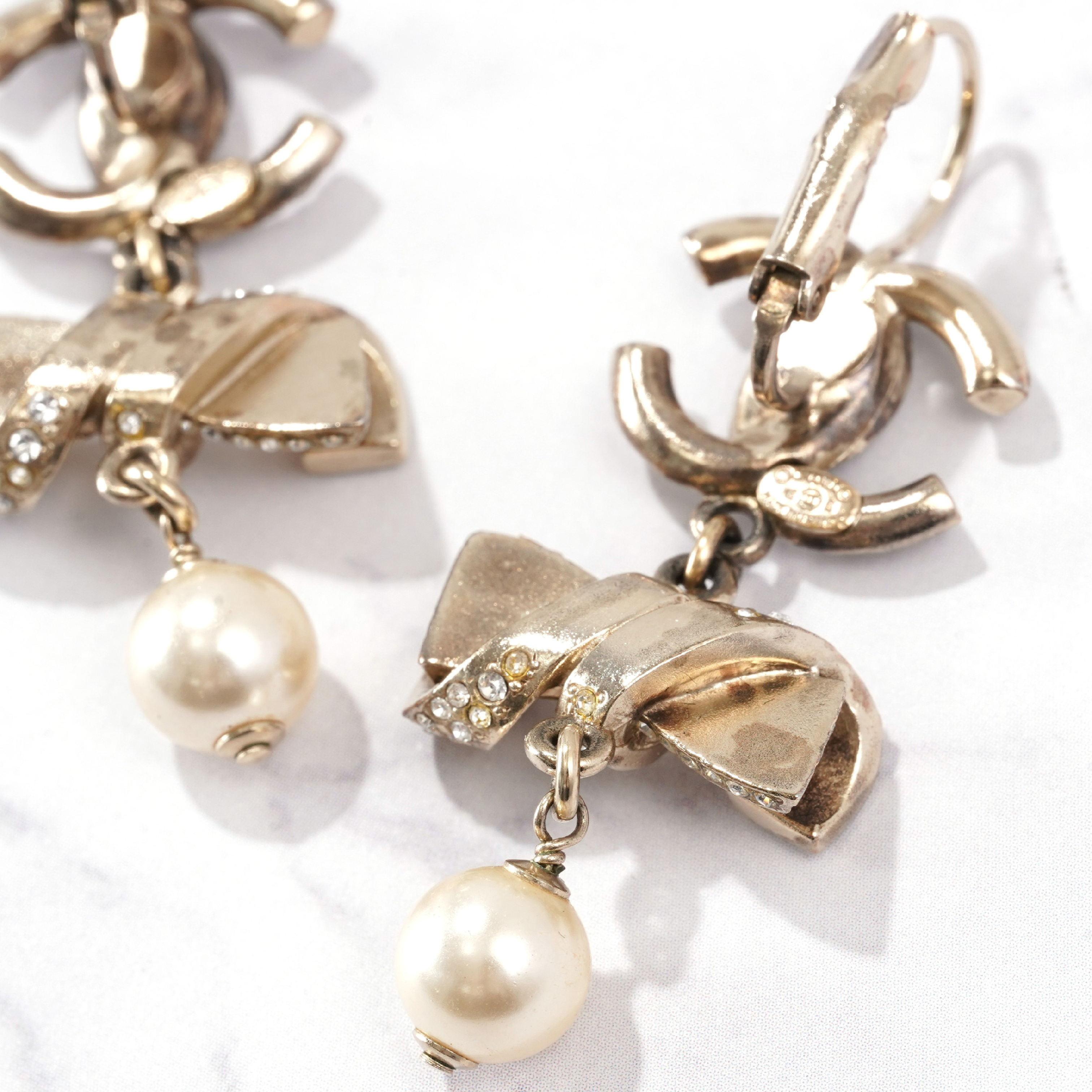 Coco Mark Rhinestone Ribbon Earrings — view 5