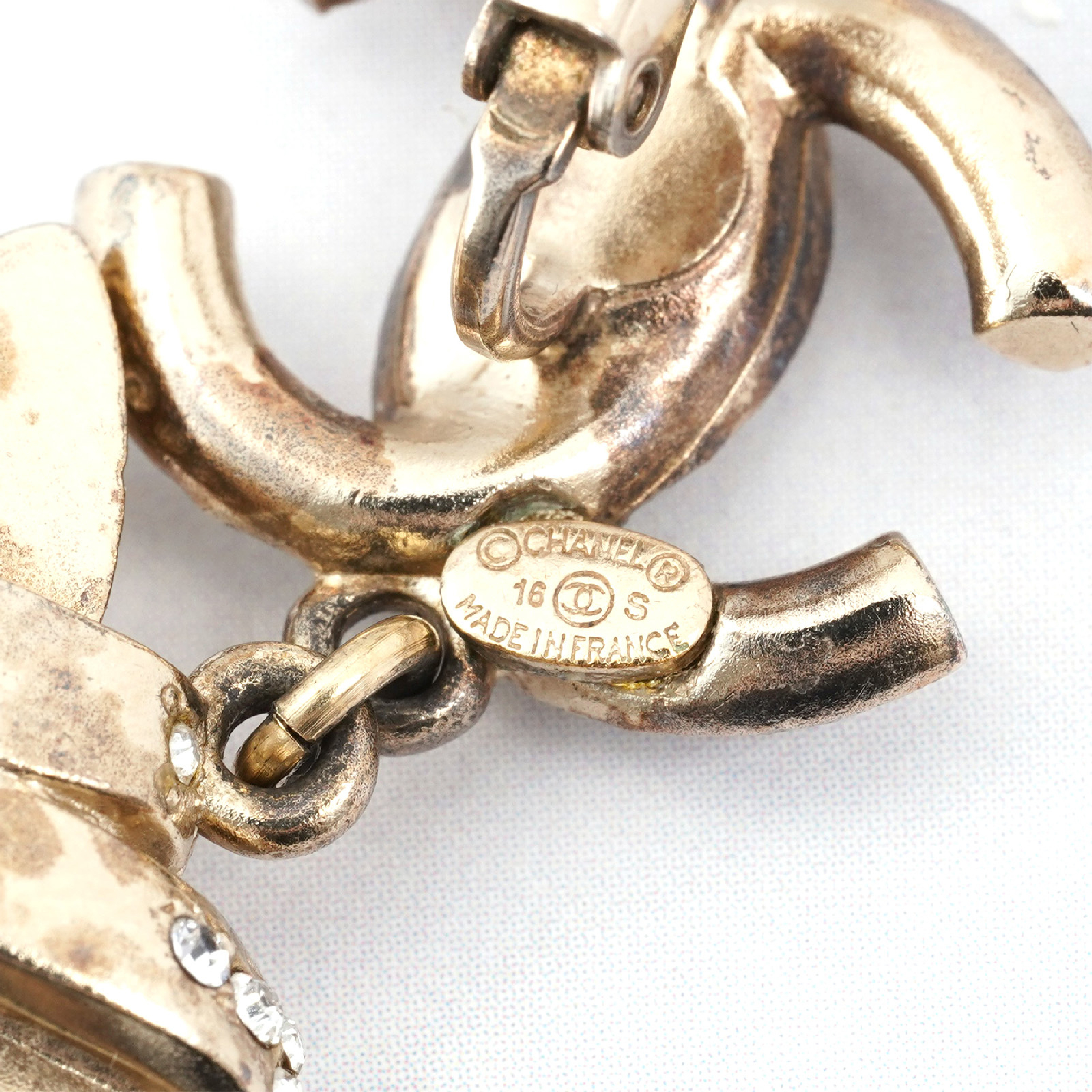 Coco Mark Rhinestone Ribbon Earrings — view 6