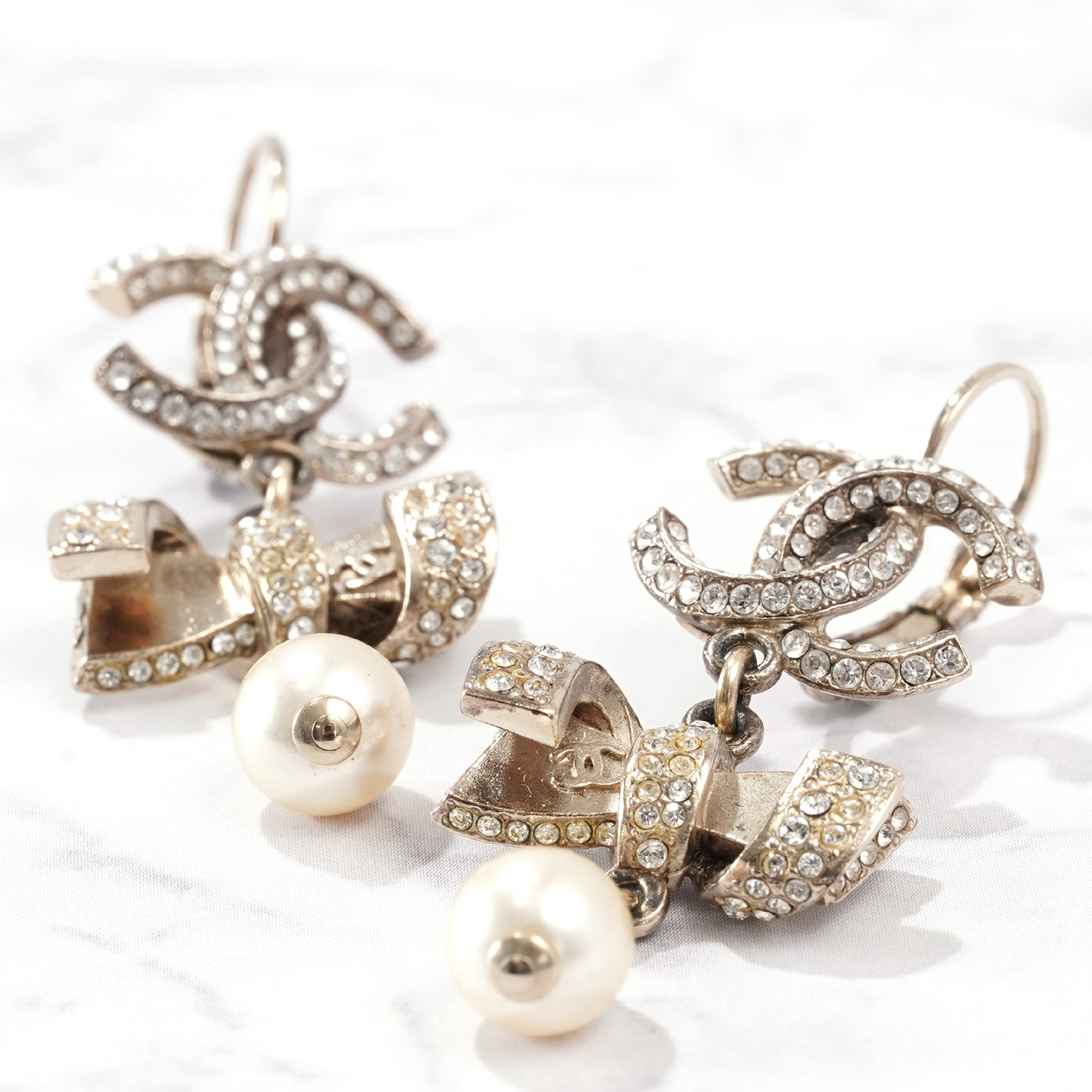 Coco Mark Rhinestone Ribbon Earrings — view 7