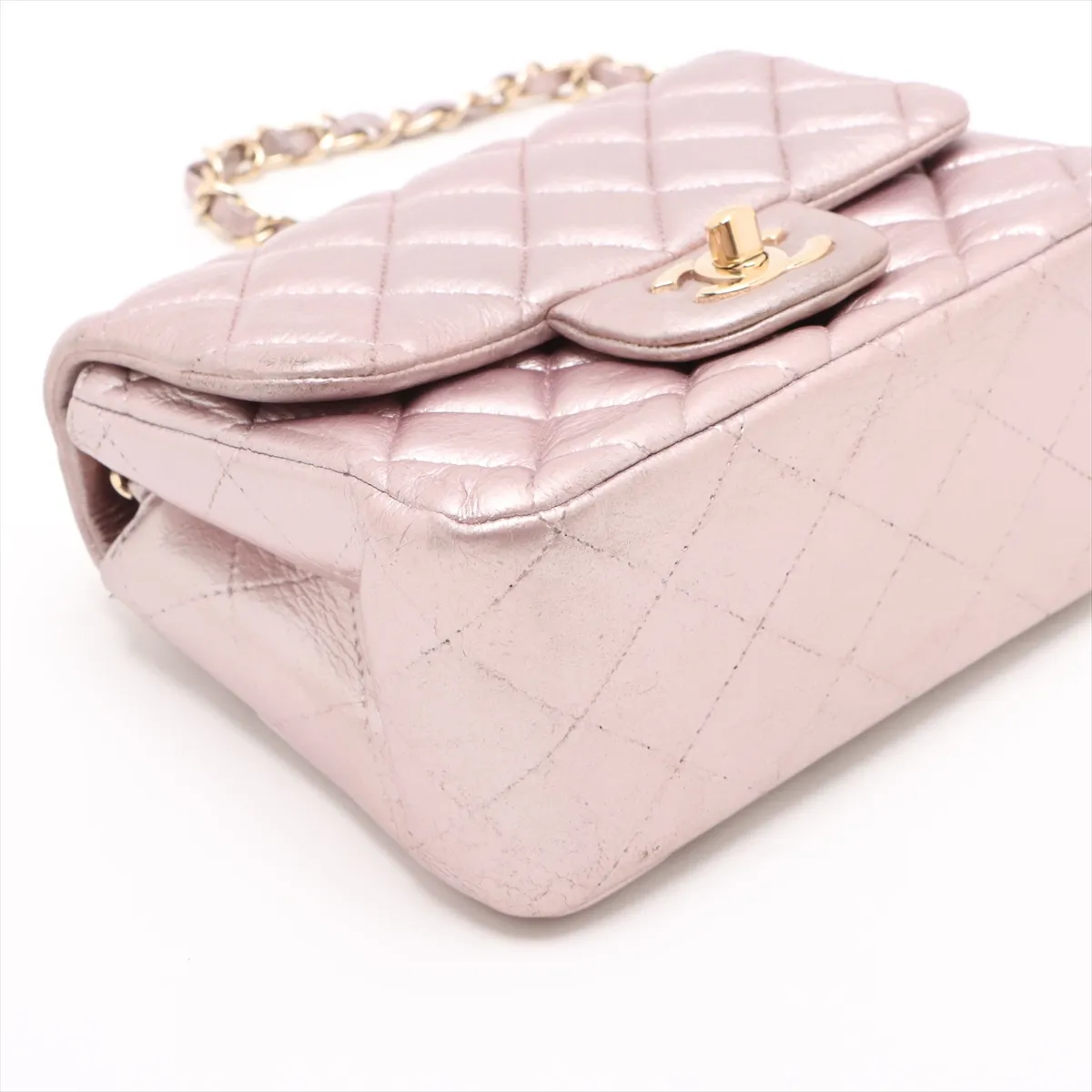 Mini Matelasse 17 Leather Single Flap Single Chain Bag Pink Silver Hardware A35200 — view 4