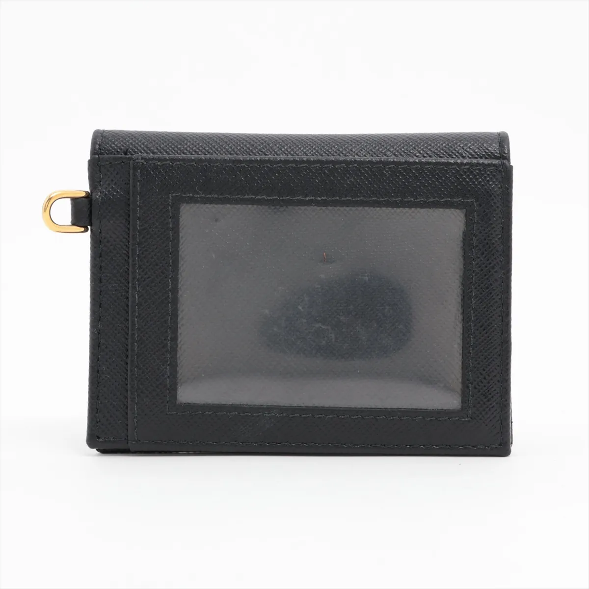 Saffiano Logo Leather Pass Case Black — view 2