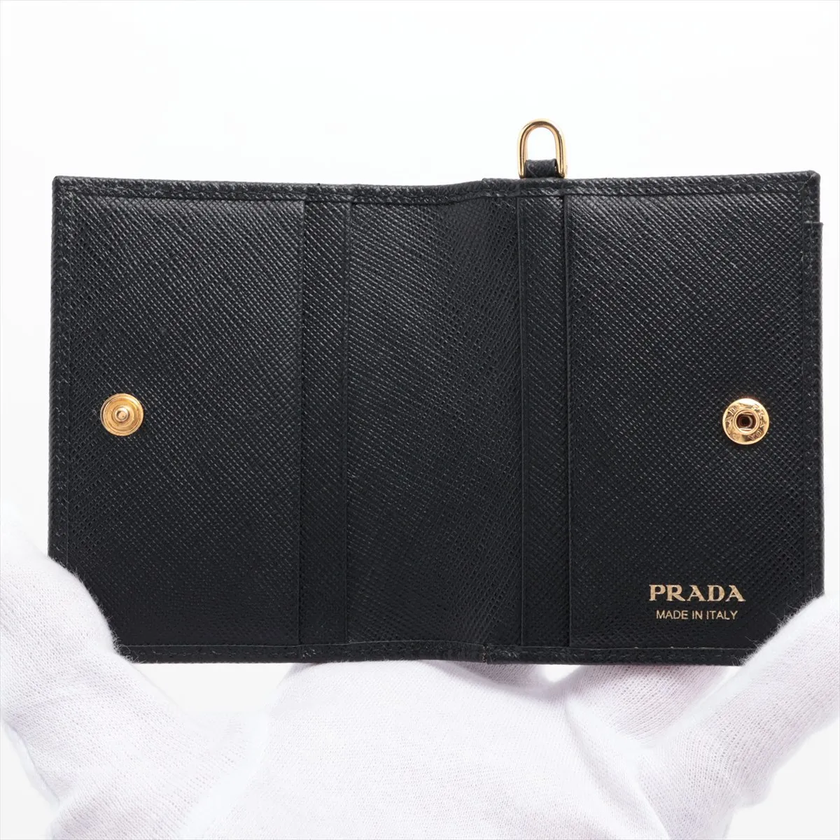 Saffiano Logo Leather Pass Case Black — view 3
