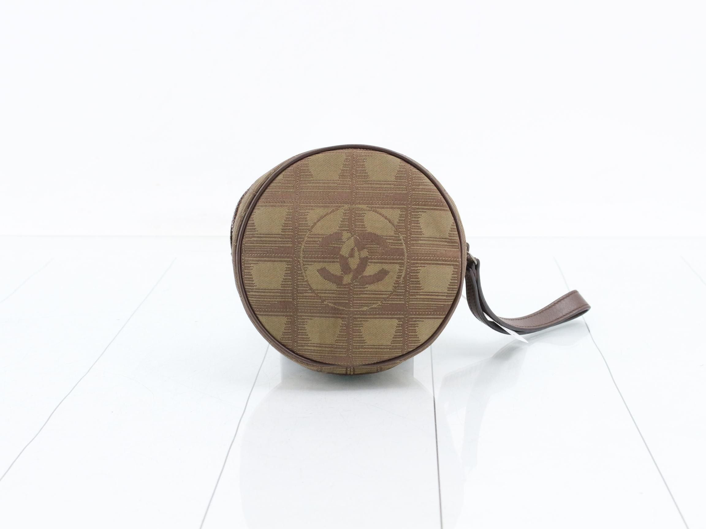 New Travel Line Handbag, Round, with Seal, Beige — view 2