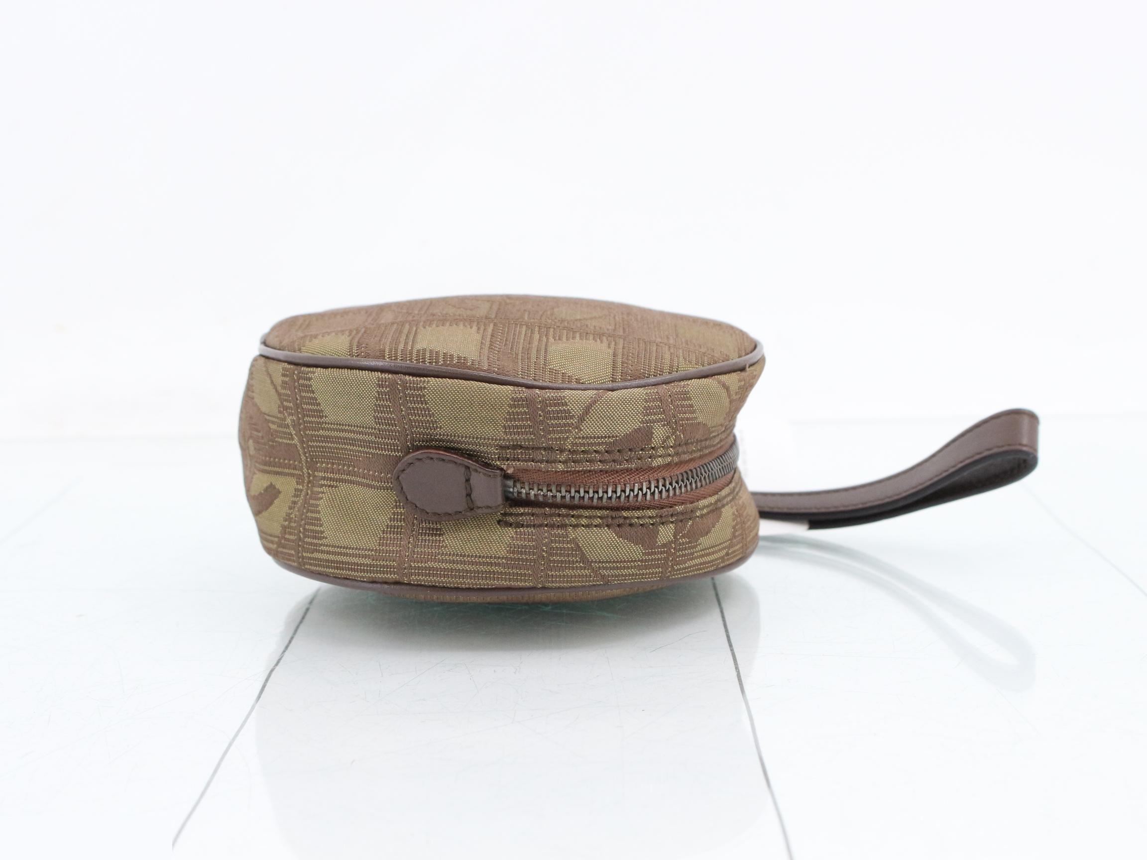 New Travel Line Handbag, Round, with Seal, Beige — view 3