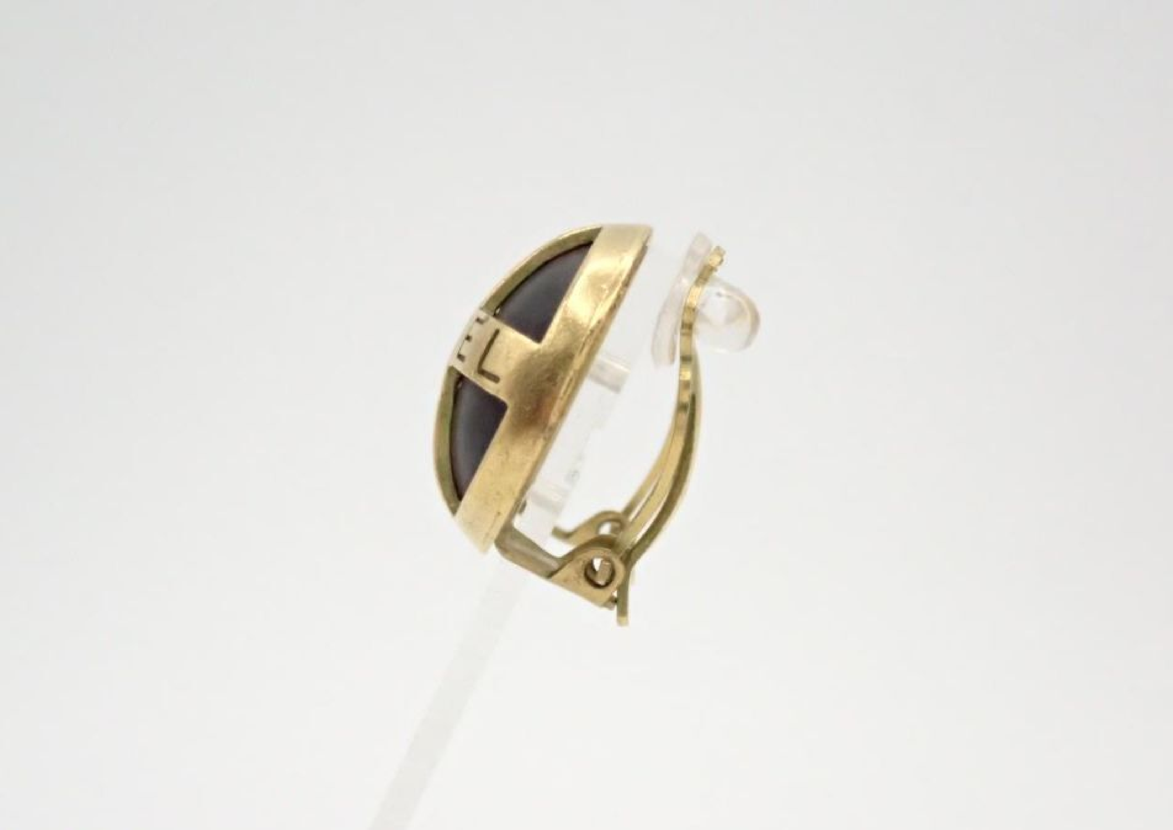 Chanel Cross Earrings, Black, with markings. — view 3