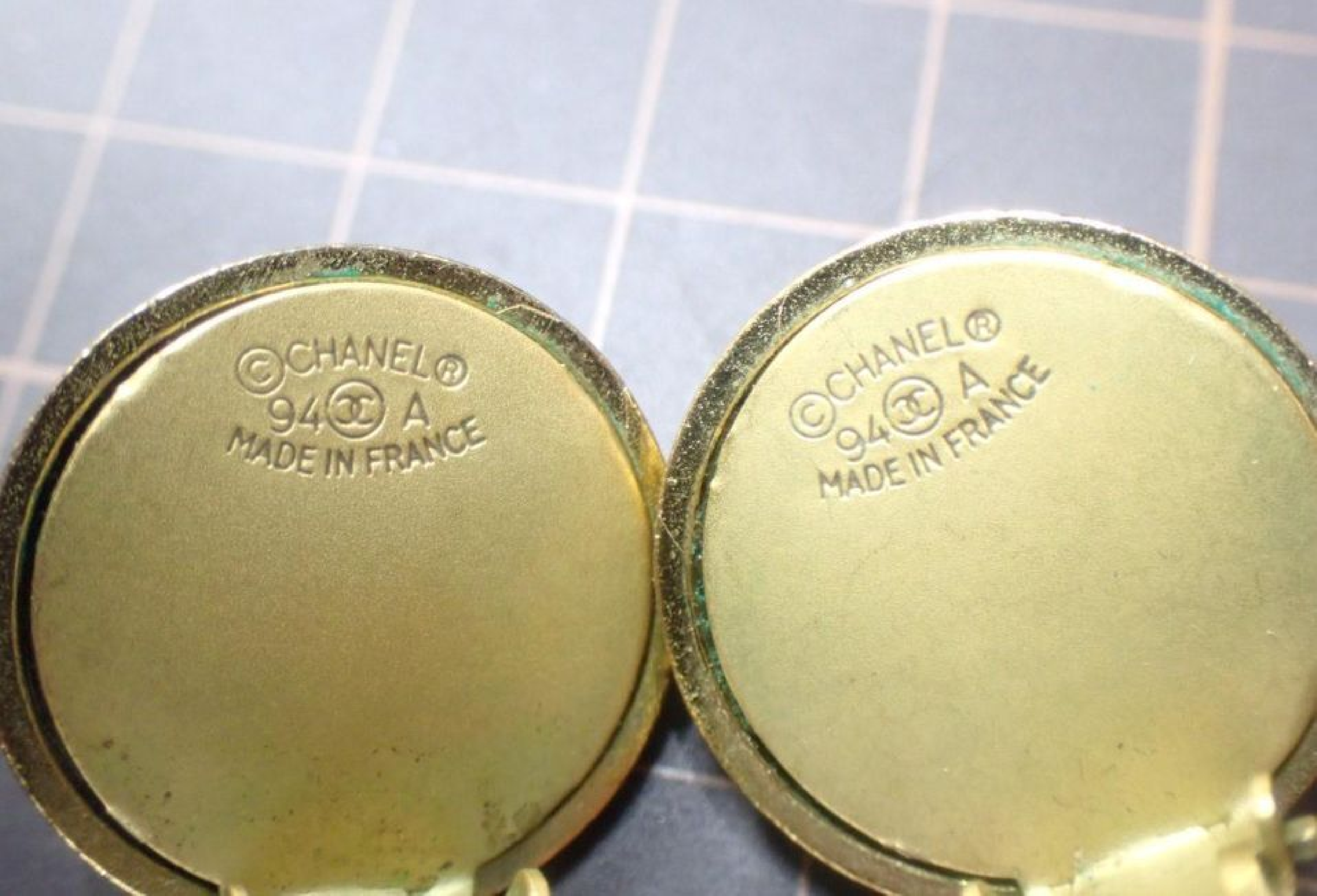 Chanel Cross Earrings, Black, with markings. — view 4