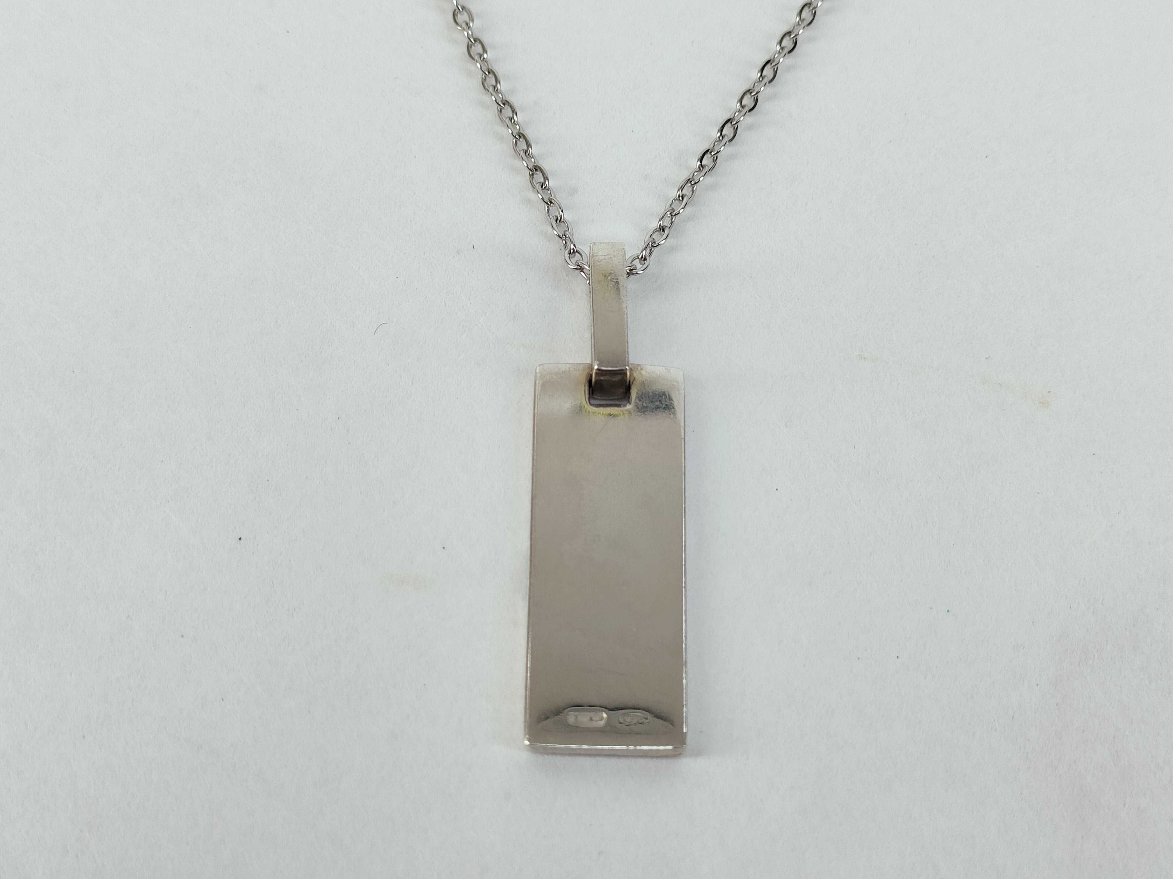G-logo plate square sterling silver (925) necklace with aftermarket chain. — view 2