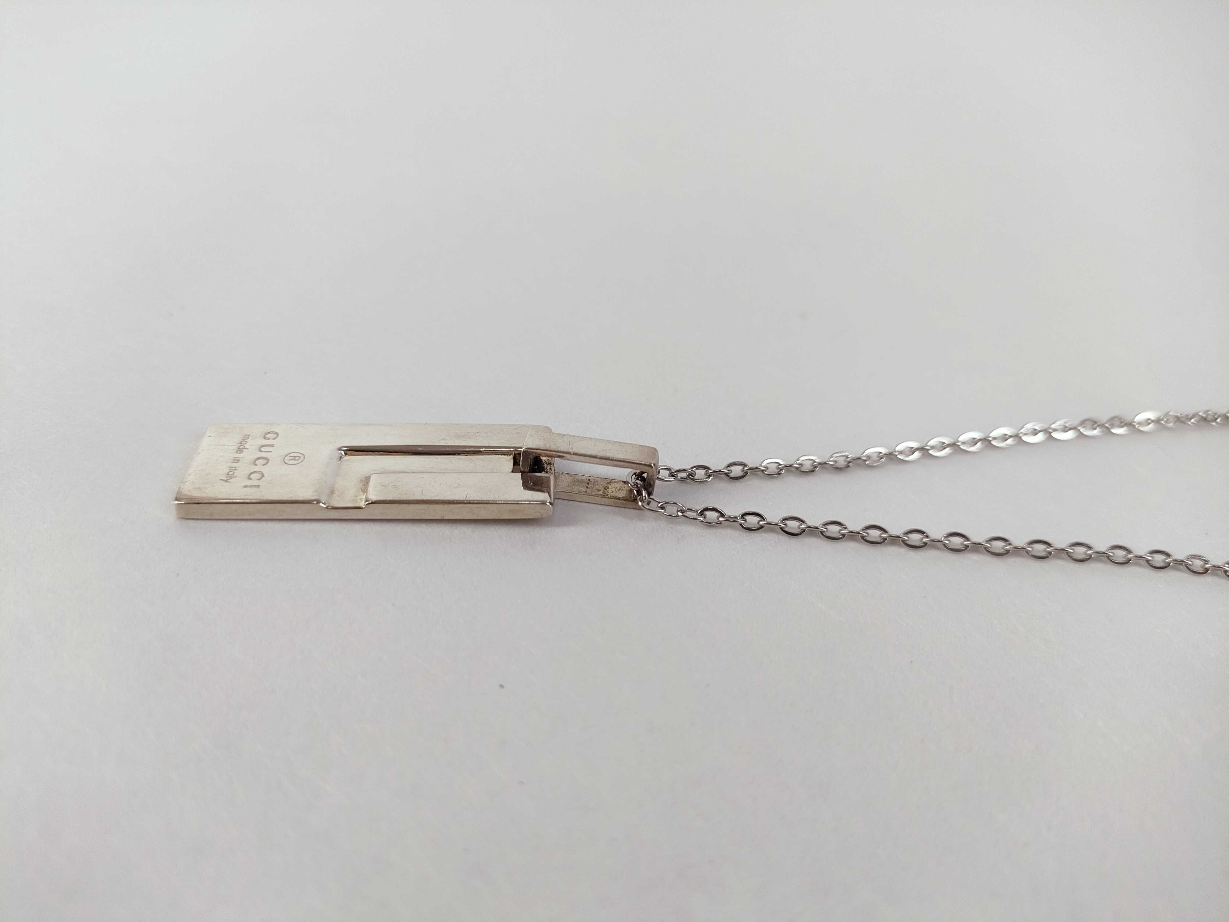 G-logo plate square sterling silver (925) necklace with aftermarket chain. — view 6