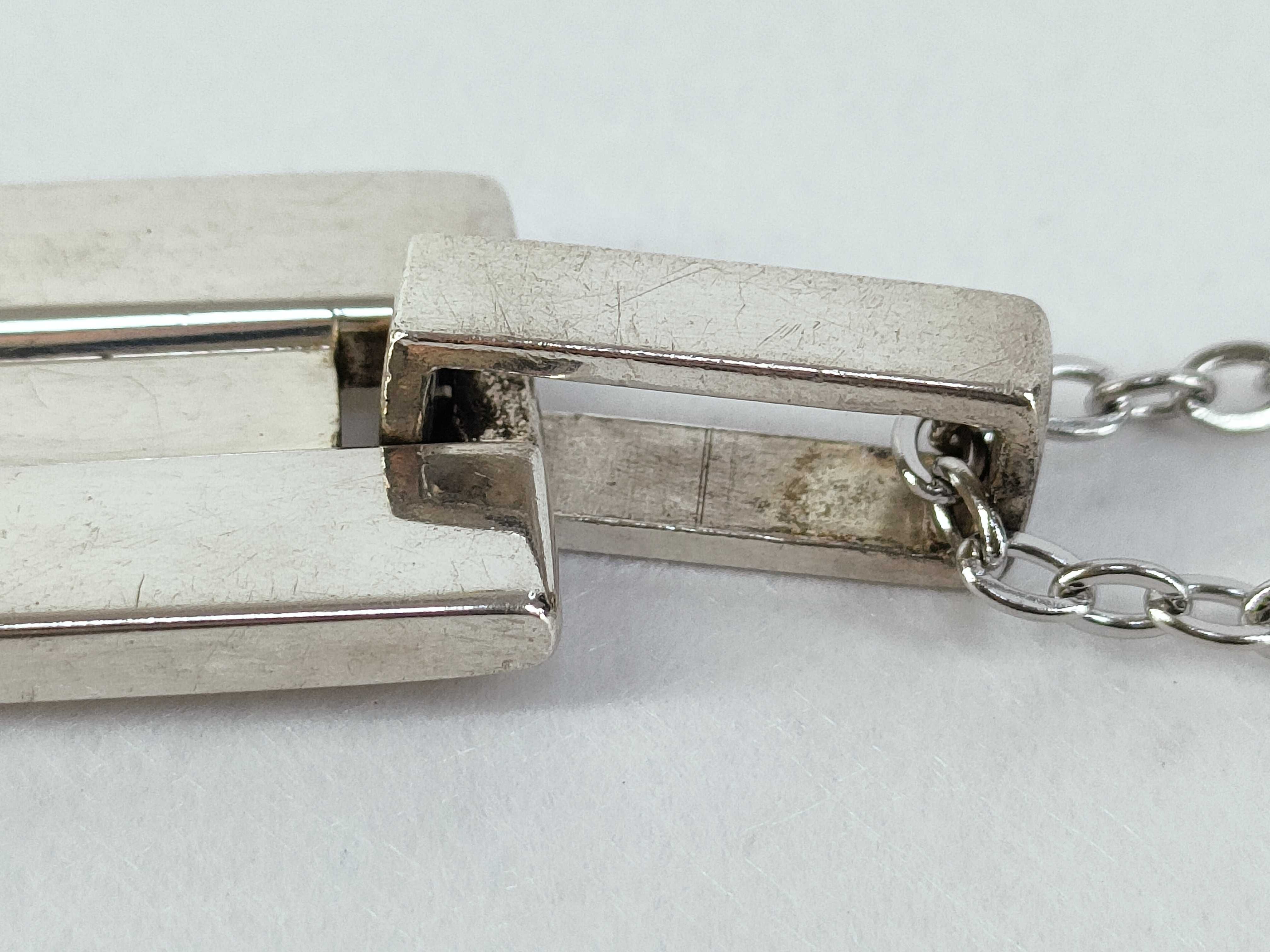 G-logo plate square sterling silver (925) necklace with aftermarket chain. — view 8