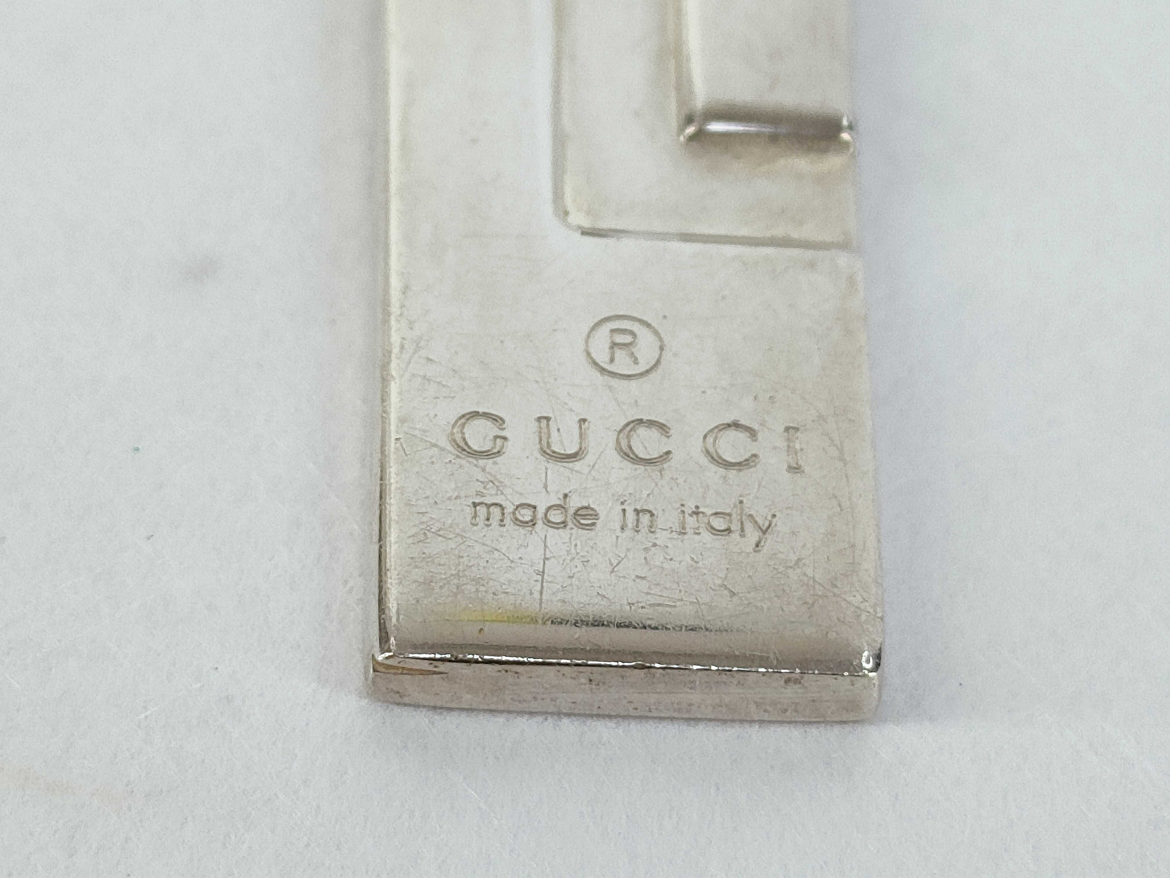 G-logo plate square sterling silver (925) necklace with aftermarket chain. — view 9