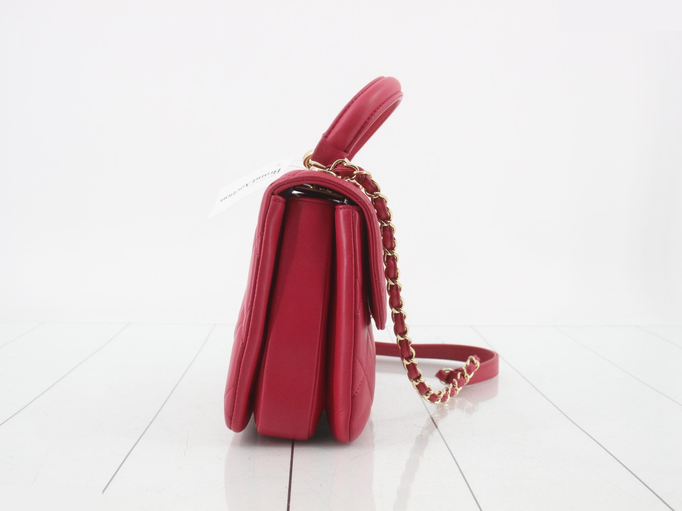 Trendy CC Lamb 2-Way Handbag/Chain Shoulder Bag, Pink — view 4