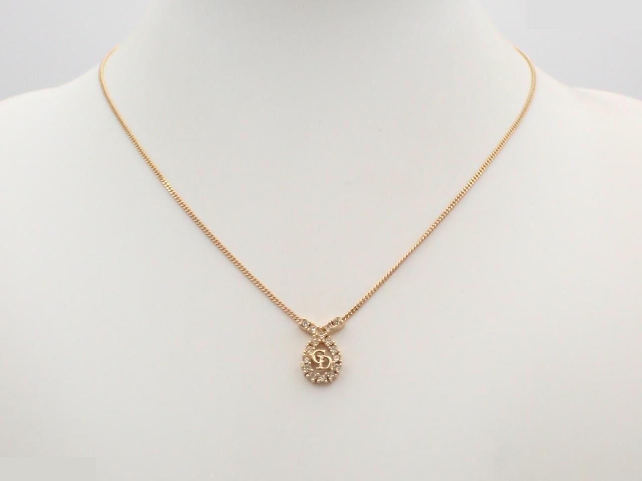 Gold necklace with stone, neck circumference approximately 46cm — view 3