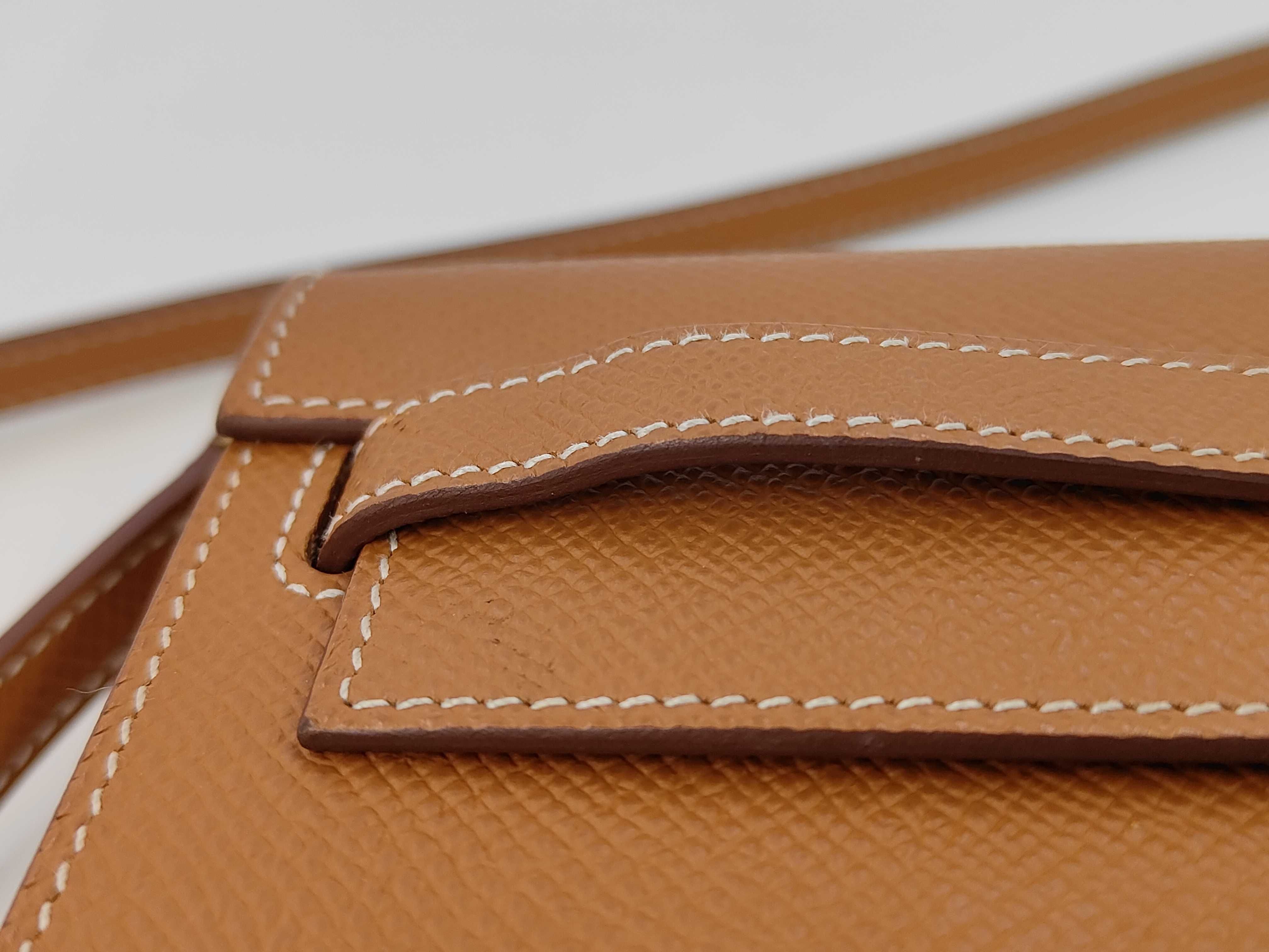 Kelly To Go, Veau Epsom leather, Sesame color, Gold hardware, U stamp, Shoulder bag — view 12