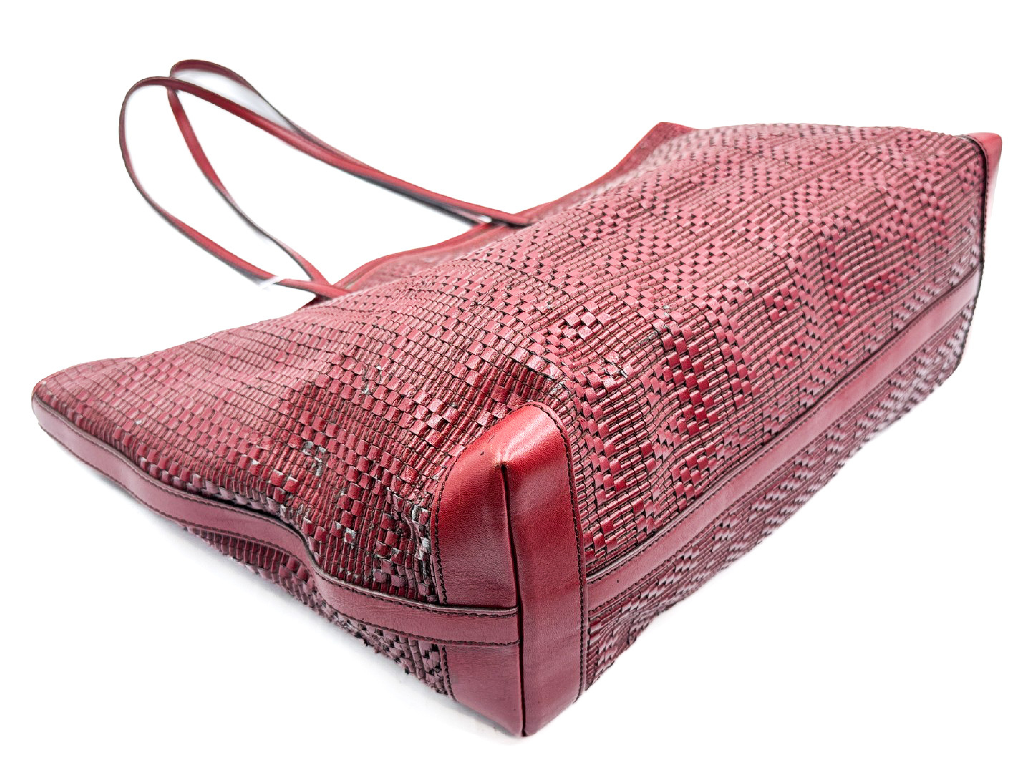 Zucca Logo Woven Leather Tote Bag — view 3