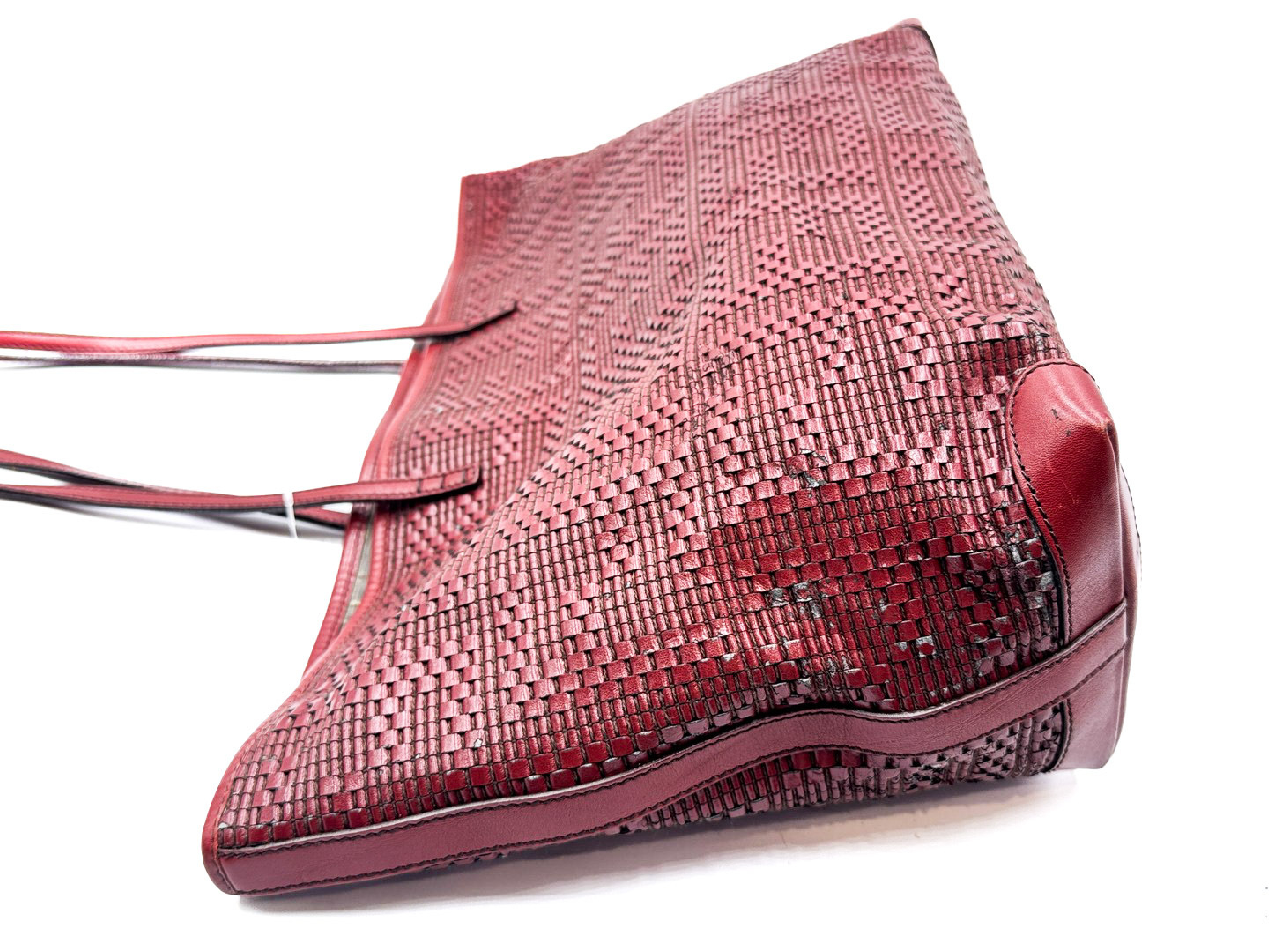 Zucca Logo Woven Leather Tote Bag — view 6
