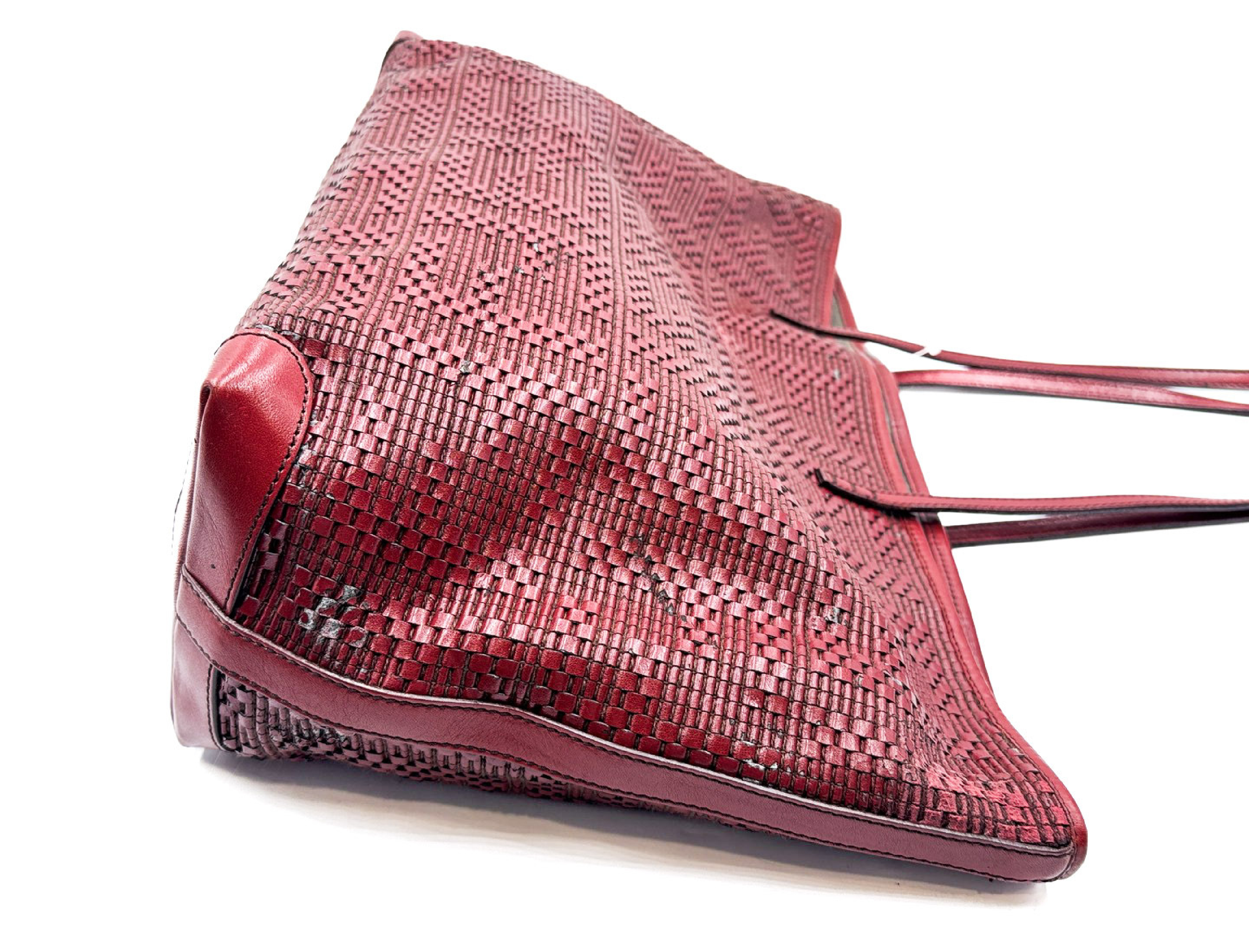 Zucca Logo Woven Leather Tote Bag — view 7